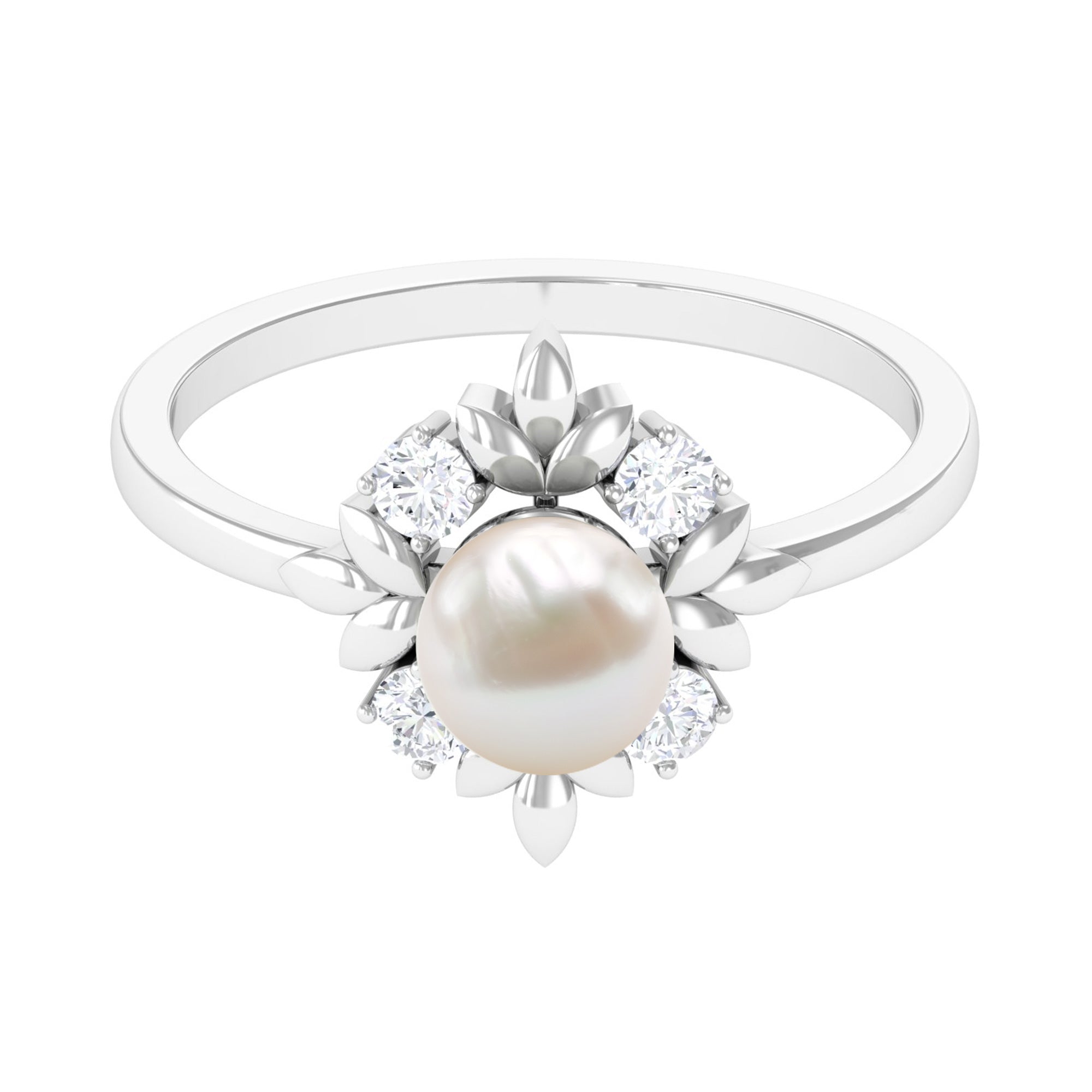 Nature Inspired 2.2 Carat Freshwater Pearl Engagement Ring with Diamond