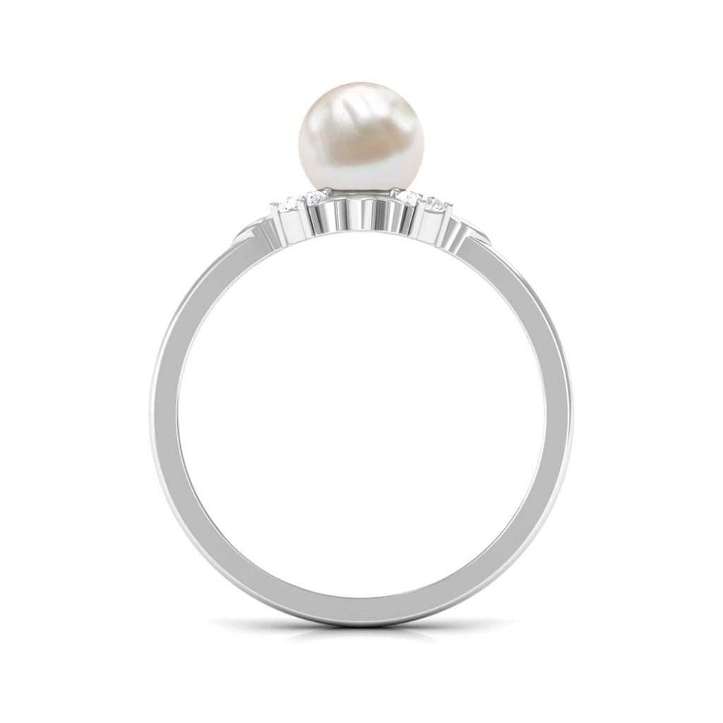 Nature Inspired 2.2 Carat Freshwater Pearl Engagement Ring with Diamond