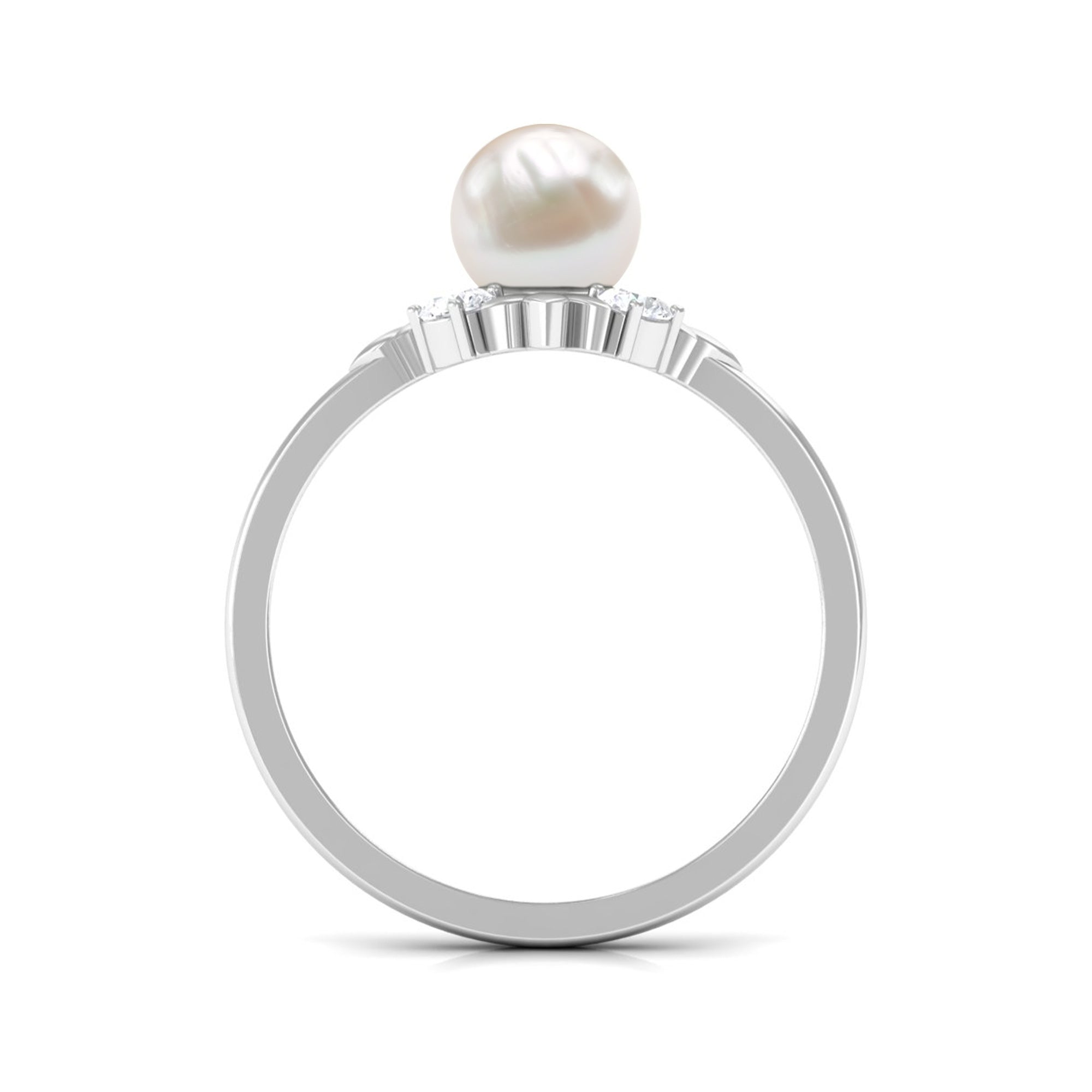 Nature Inspired 2.2 Carat Freshwater Pearl Engagement Ring with Diamond