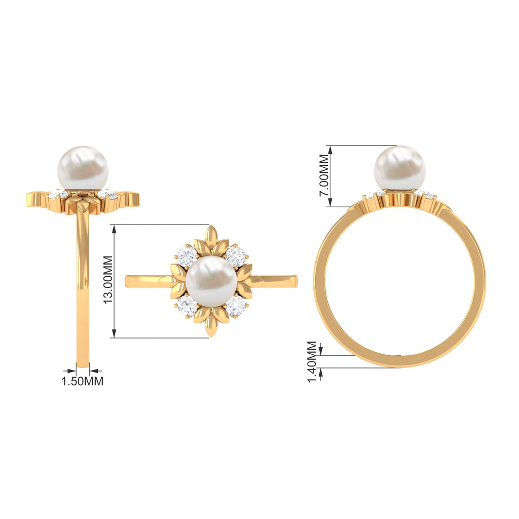 Nature Inspired 2.2 Carat Freshwater Pearl Engagement Ring with Diamond