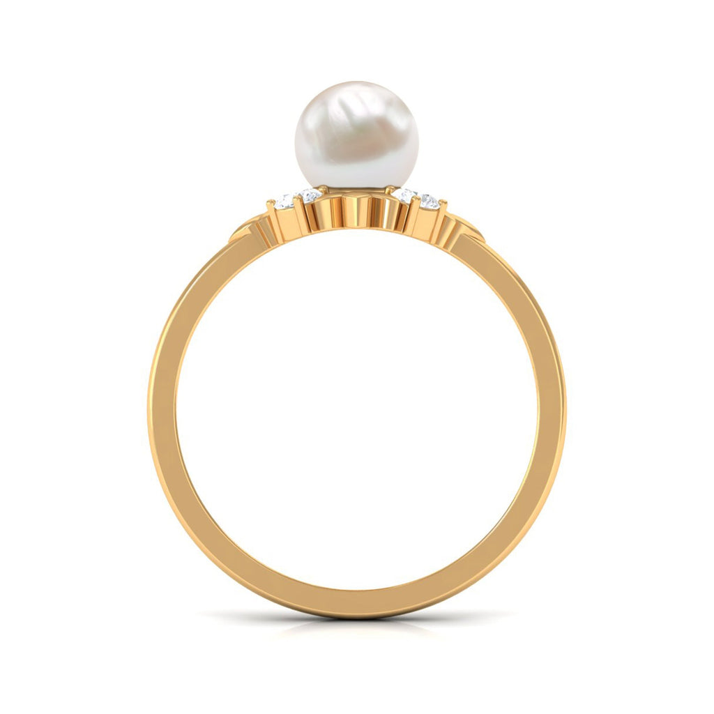 Nature Inspired 2.2 Carat Freshwater Pearl Engagement Ring with Diamond
