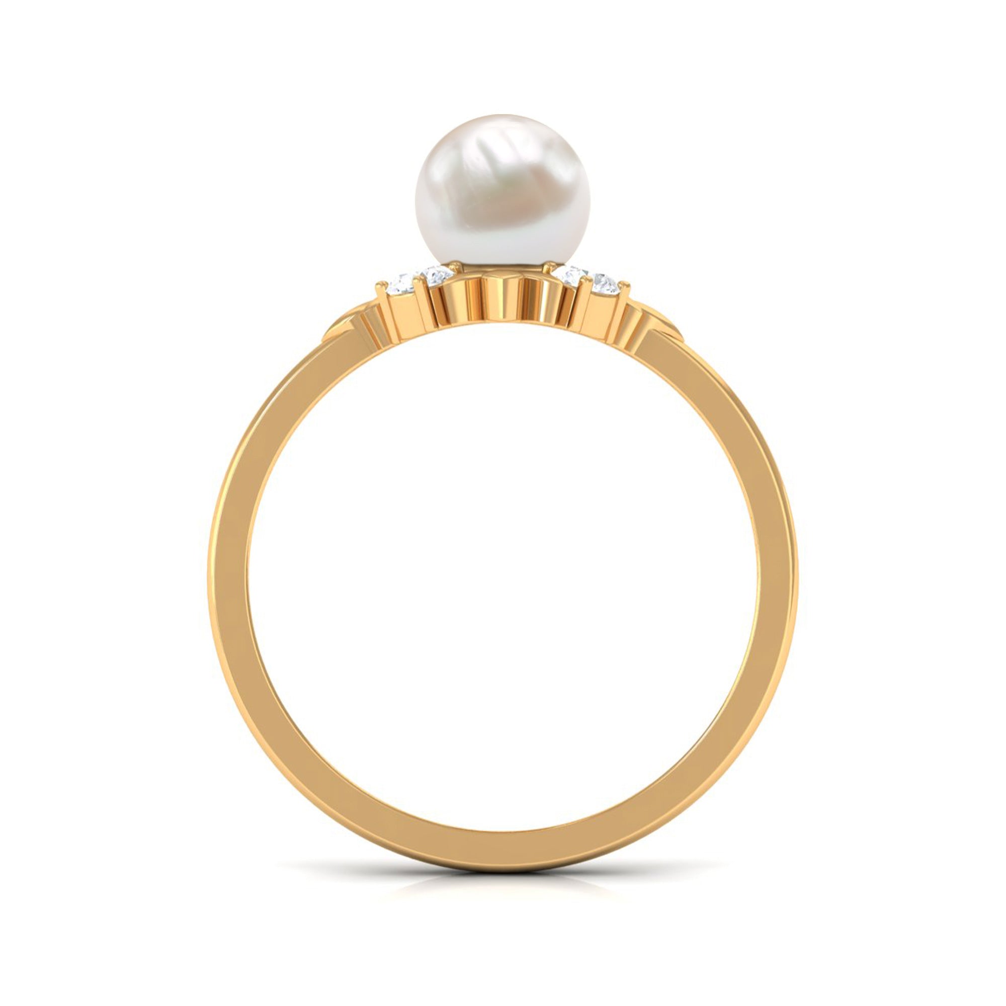 Nature Inspired 2.2 Carat Freshwater Pearl Engagement Ring with Diamond