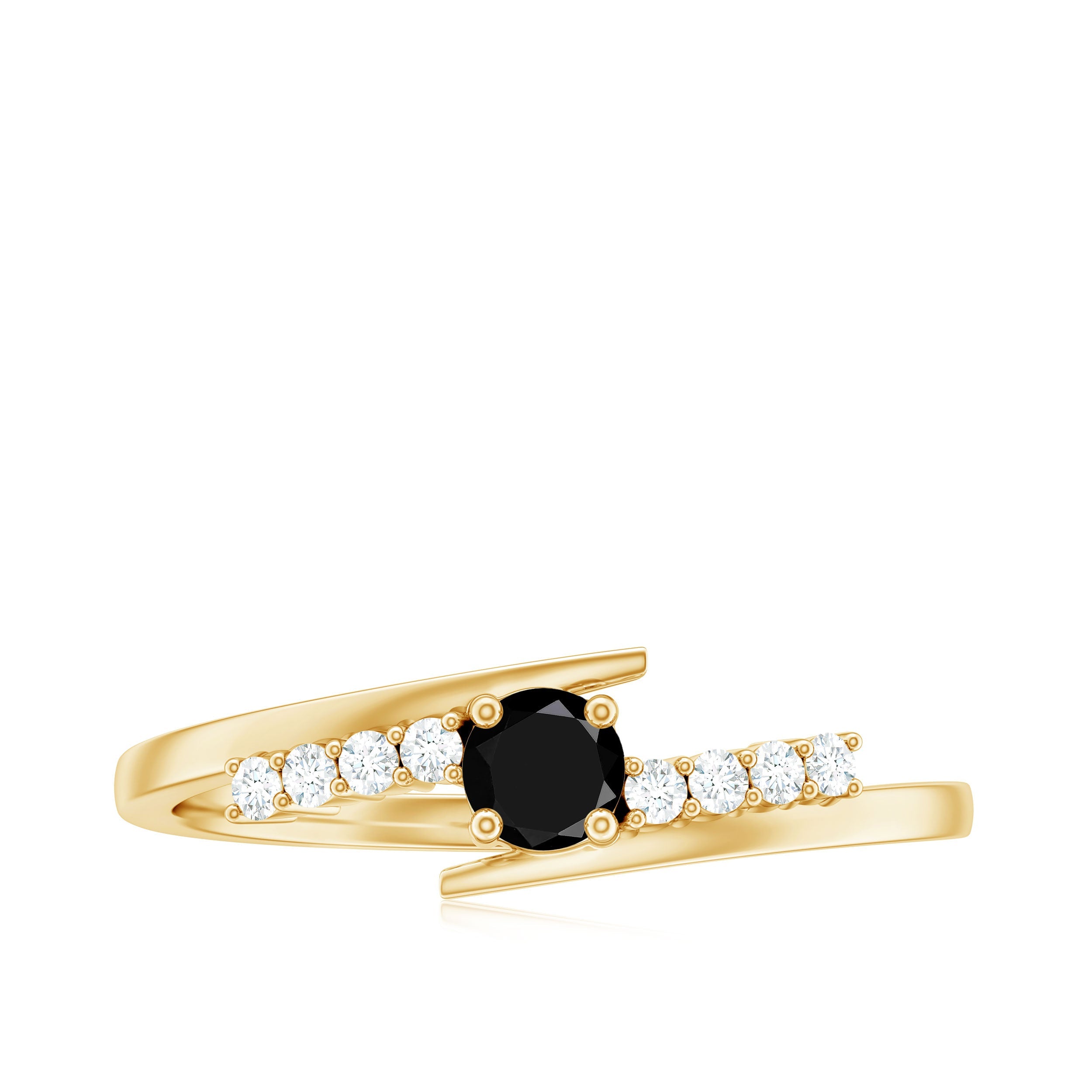 0.2 Carat Round Black Onyx Minimal Promise Ring with Diamond