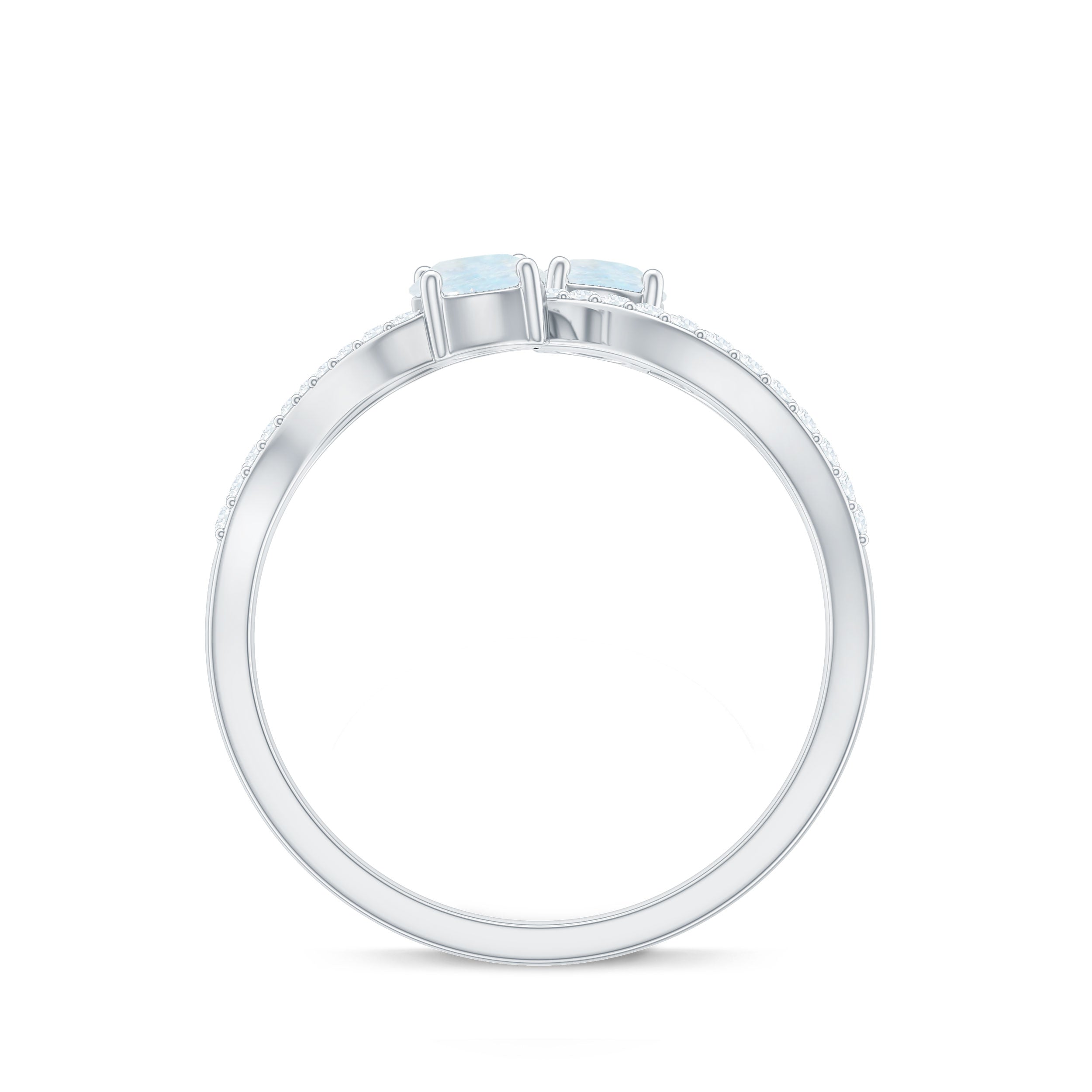 Minimal Moonstone and Diamond Infinity Engagement Ring