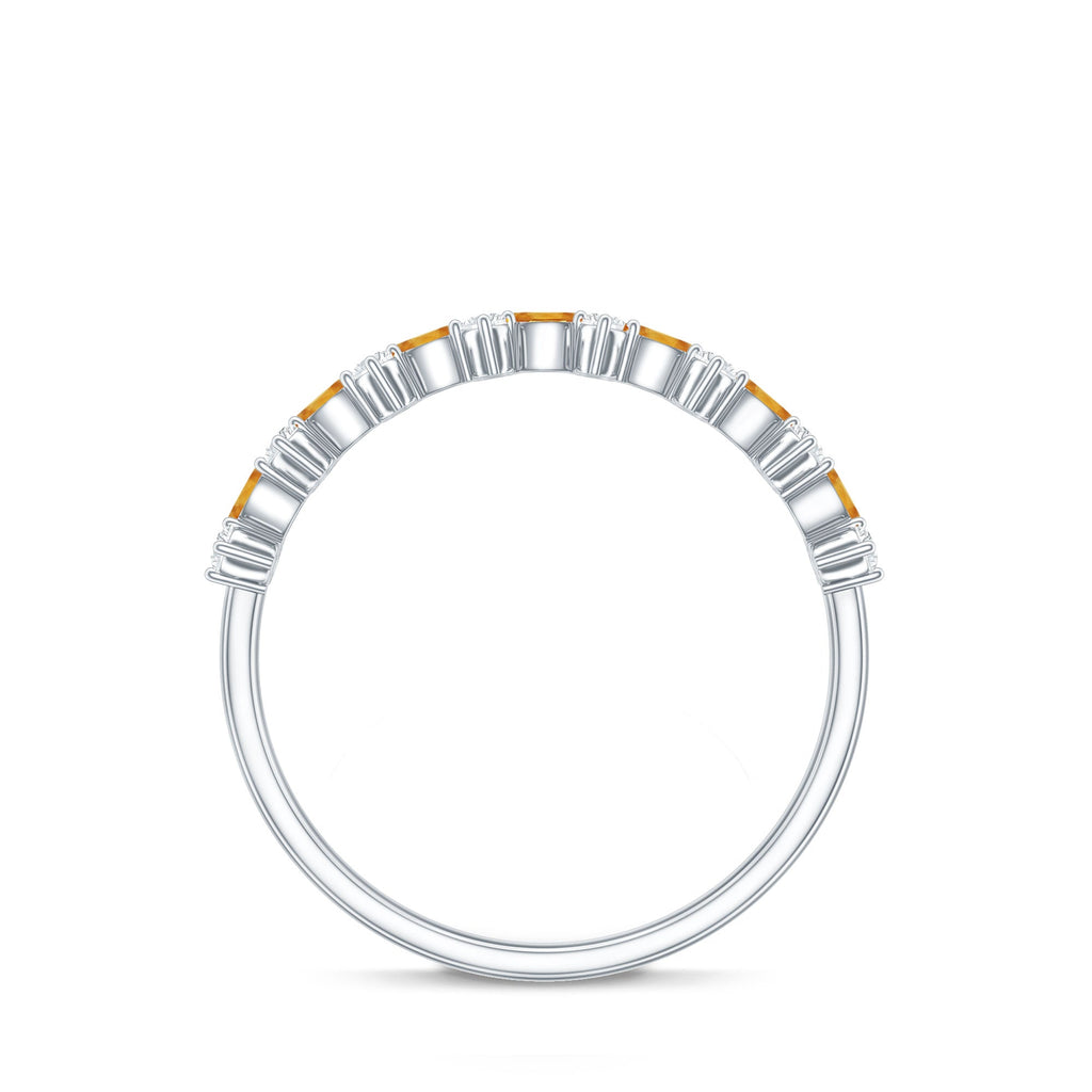 Natural Citrine Diamond Half Eternity Ring with Certificate