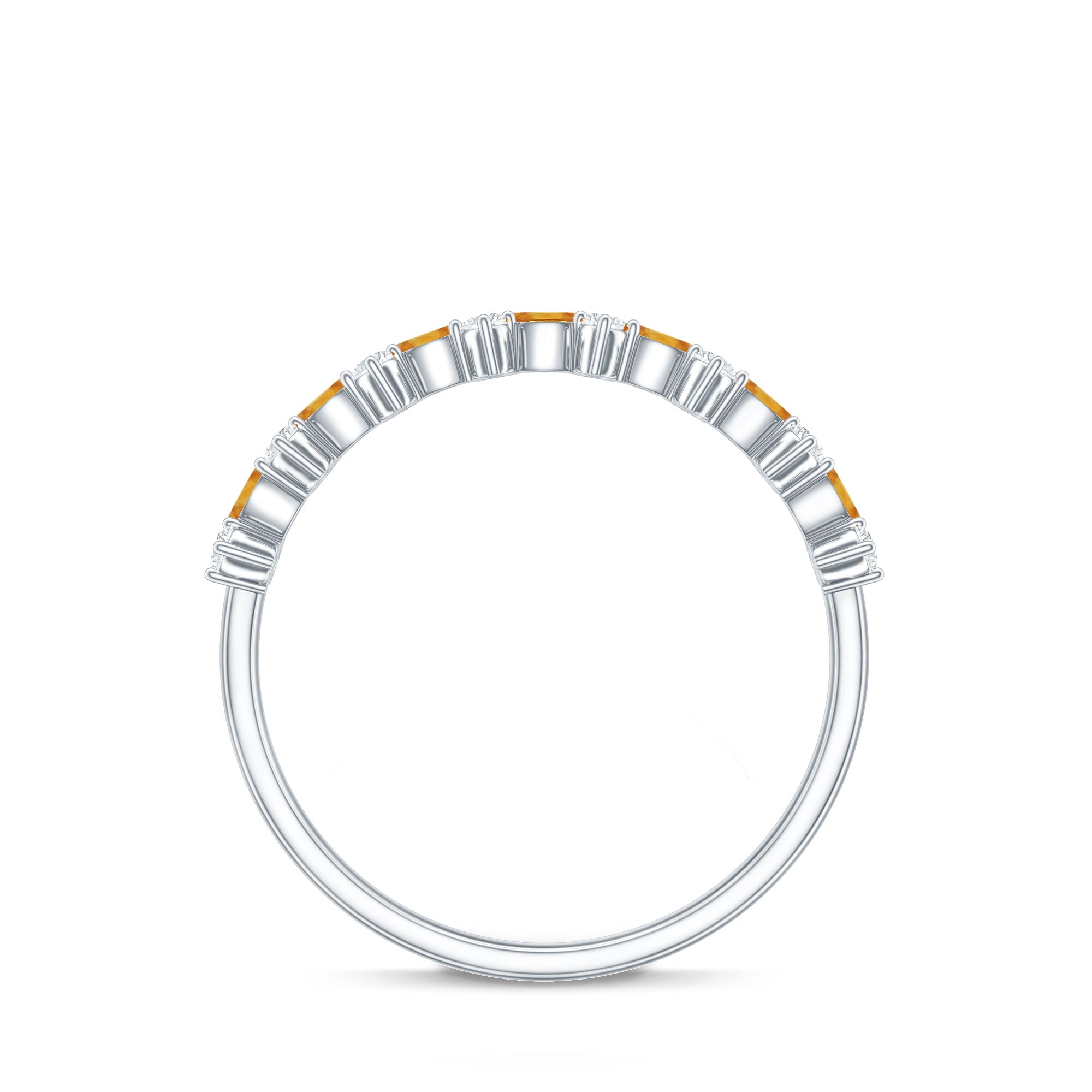 Natural Citrine Diamond Half Eternity Ring with Certificate