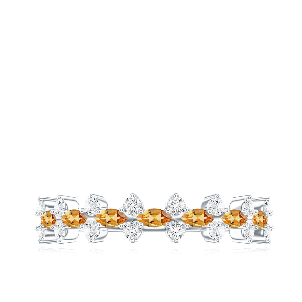 Natural Citrine Diamond Half Eternity Ring with Certificate