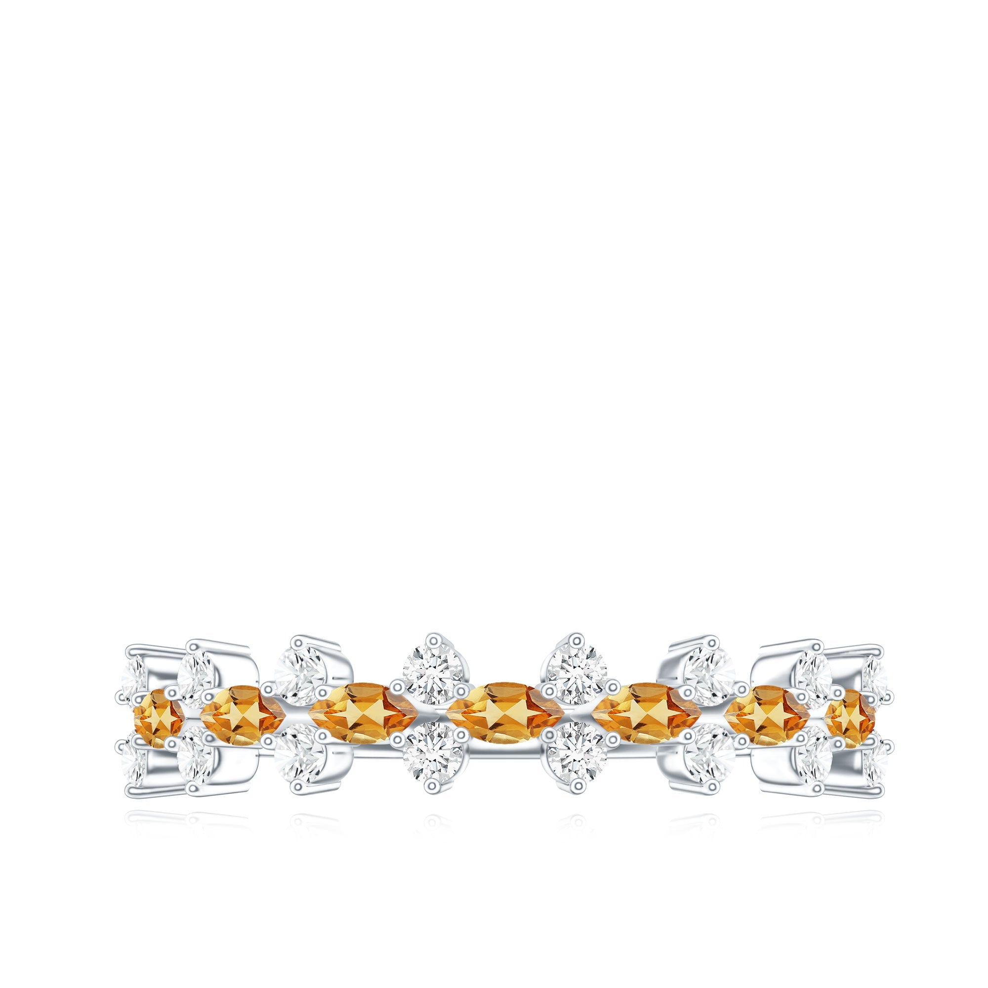 Natural Citrine Diamond Half Eternity Ring with Certificate