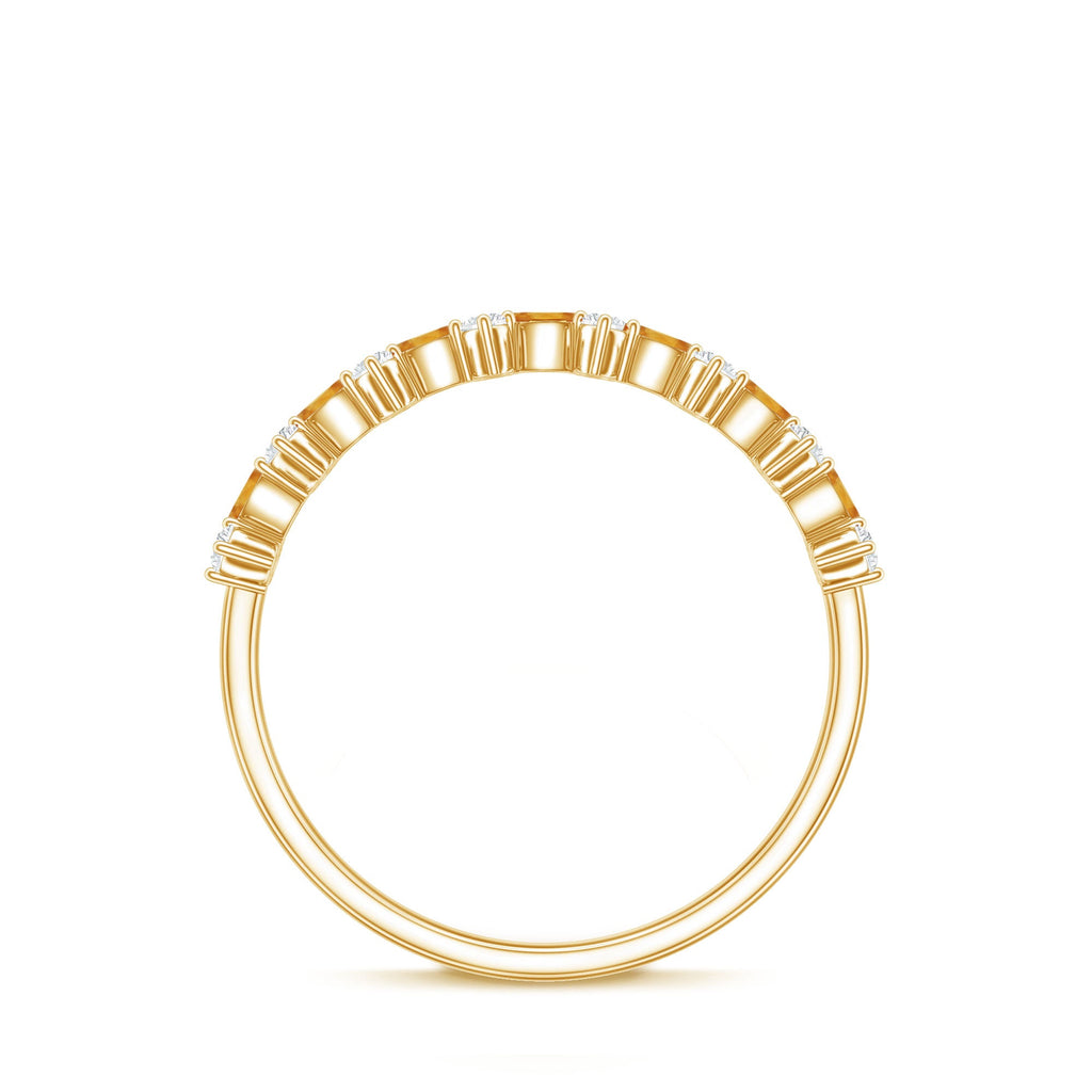 Natural Citrine Diamond Half Eternity Ring with Certificate