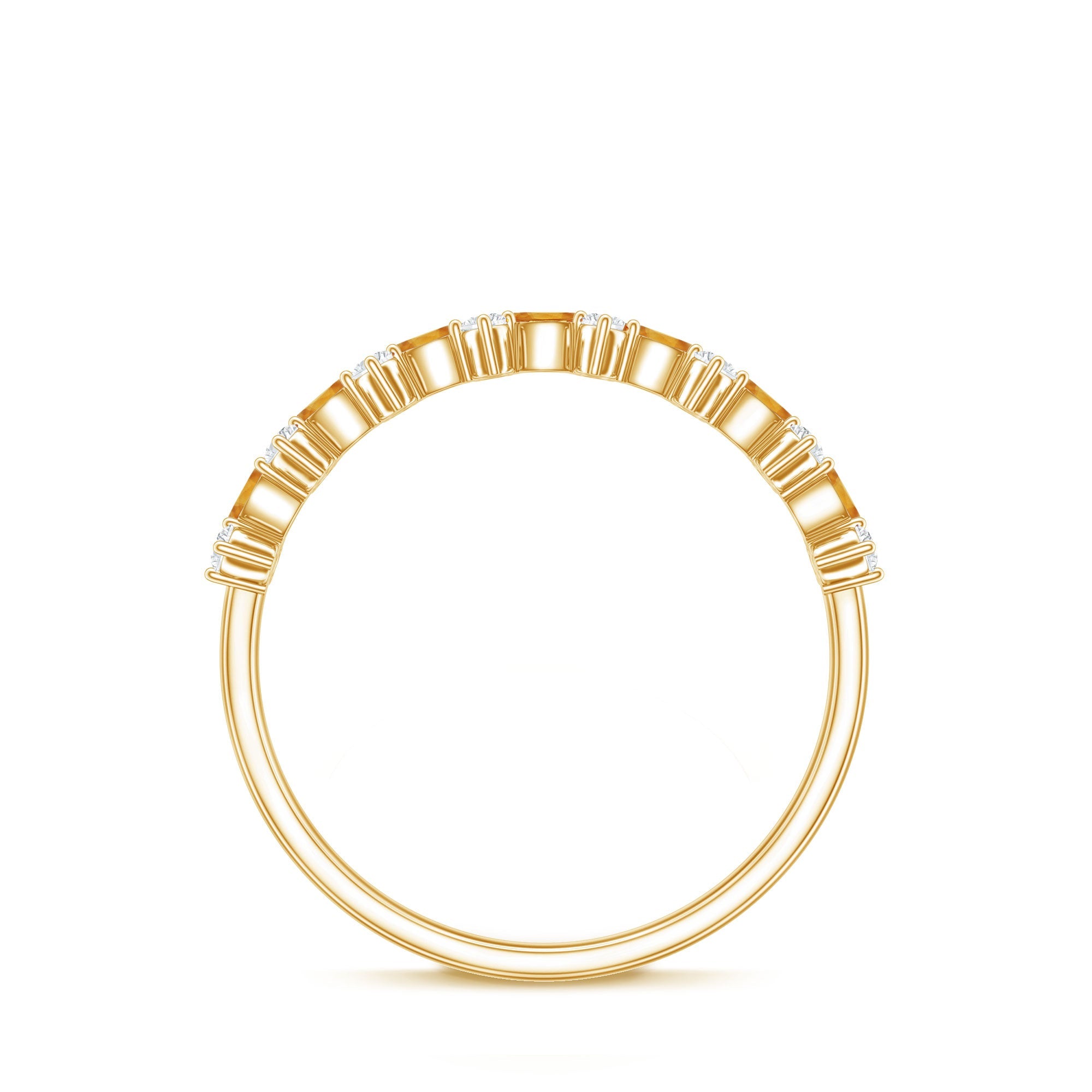 Natural Citrine Diamond Half Eternity Ring with Certificate