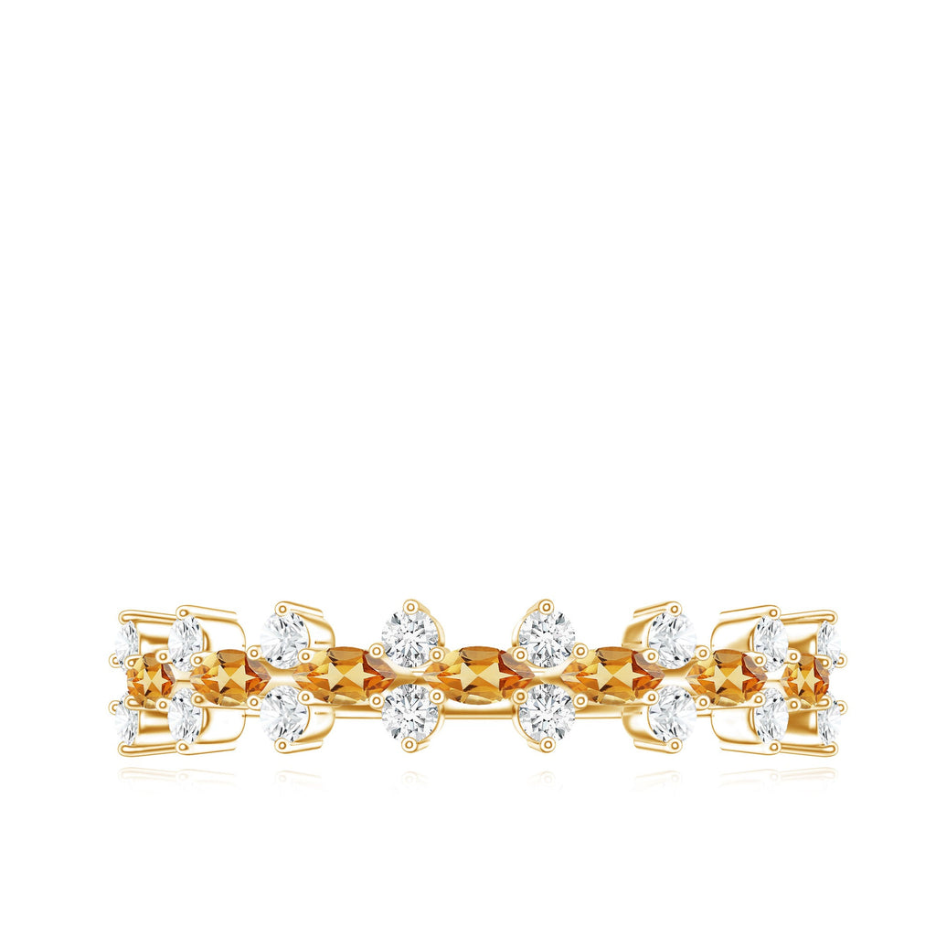 Natural Citrine Diamond Half Eternity Ring with Certificate