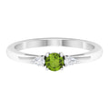 0.5 Carat Peridot and Diamond Three Stone Promise Ring