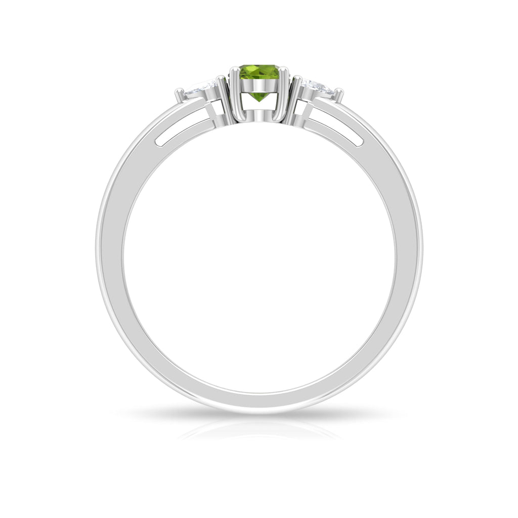 0.5 Carat Peridot and Diamond Three Stone Promise Ring