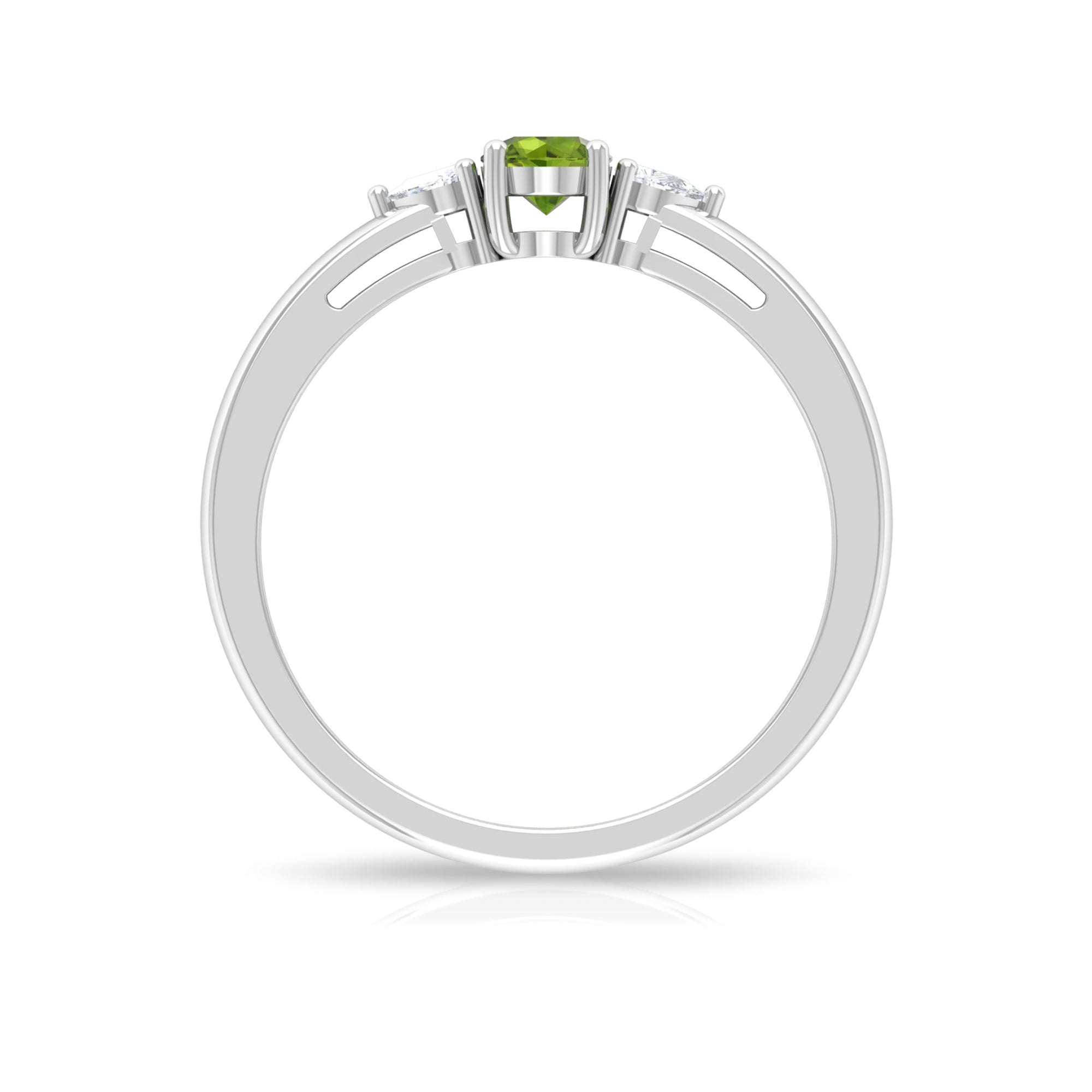 0.5 Carat Peridot and Diamond Three Stone Promise Ring