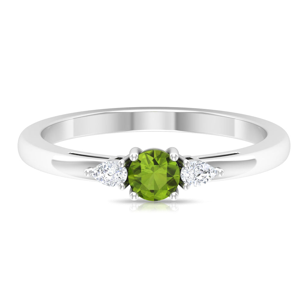 0.5 Carat Peridot and Diamond Three Stone Promise Ring