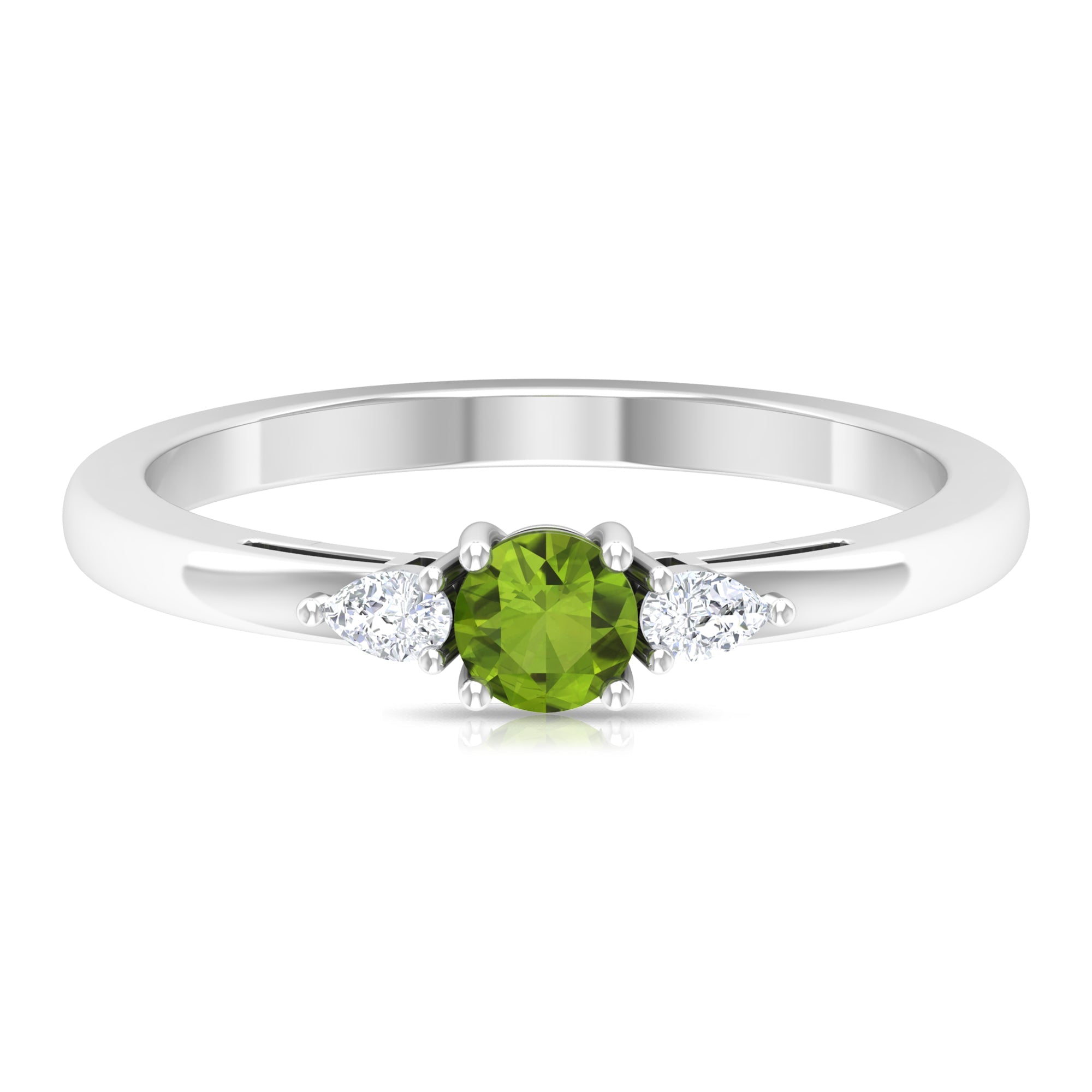 0.5 Carat Peridot and Diamond Three Stone Promise Ring