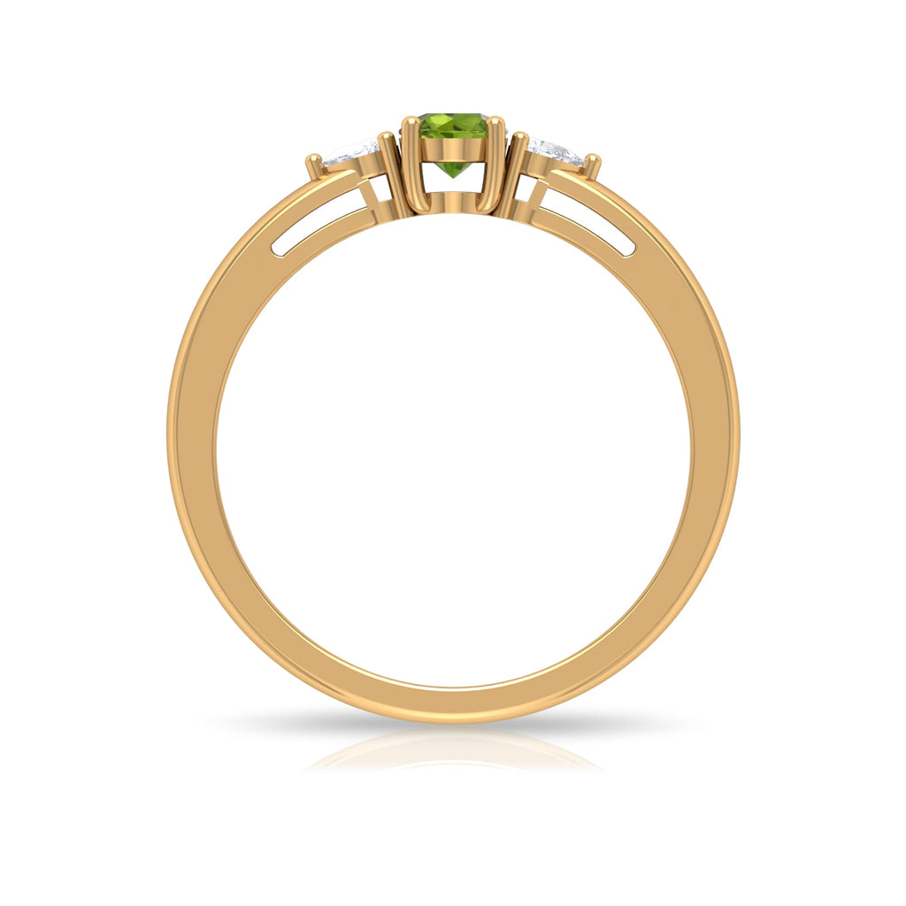 0.5 Carat Peridot and Diamond Three Stone Promise Ring