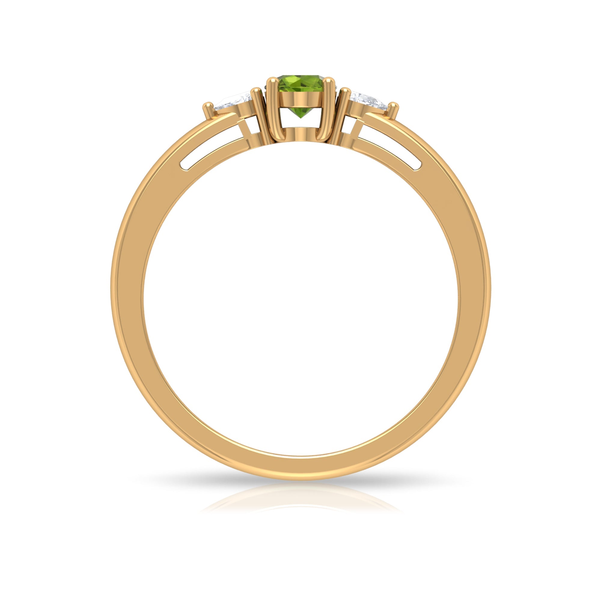 0.5 Carat Peridot and Diamond Three Stone Promise Ring