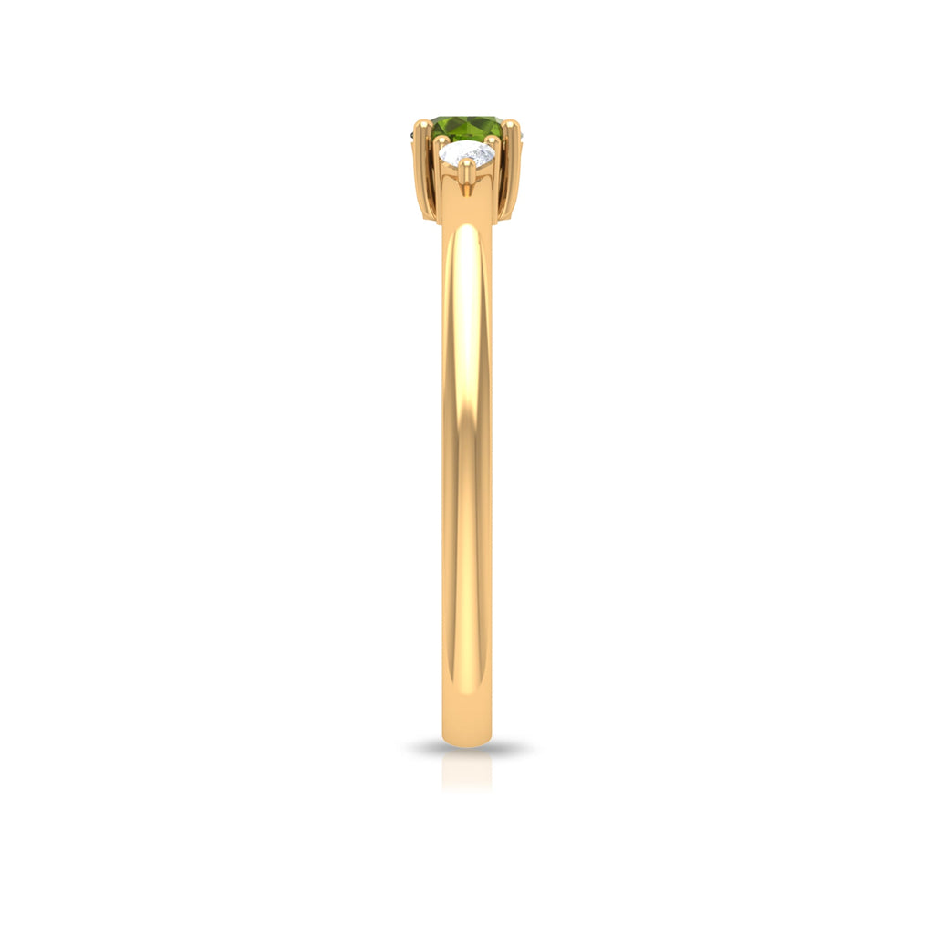 0.5 Carat Peridot and Diamond Three Stone Promise Ring