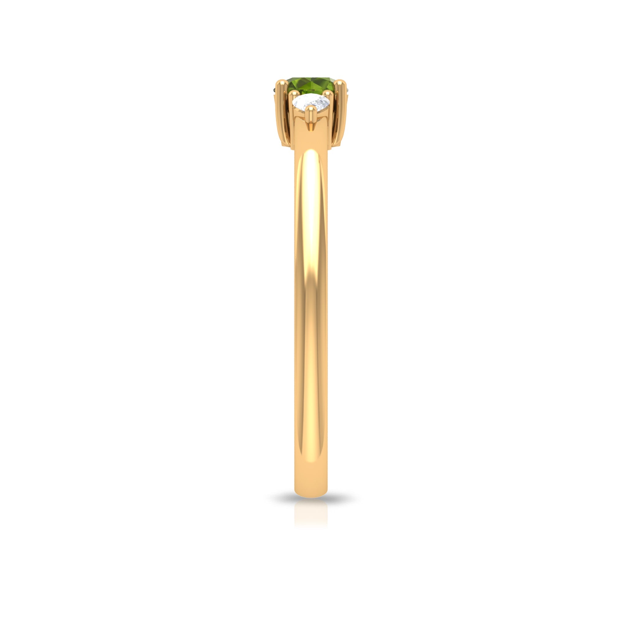 0.5 Carat Peridot and Diamond Three Stone Promise Ring