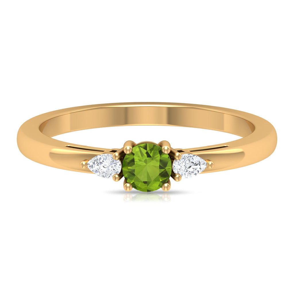 0.5 Carat Peridot and Diamond Three Stone Promise Ring