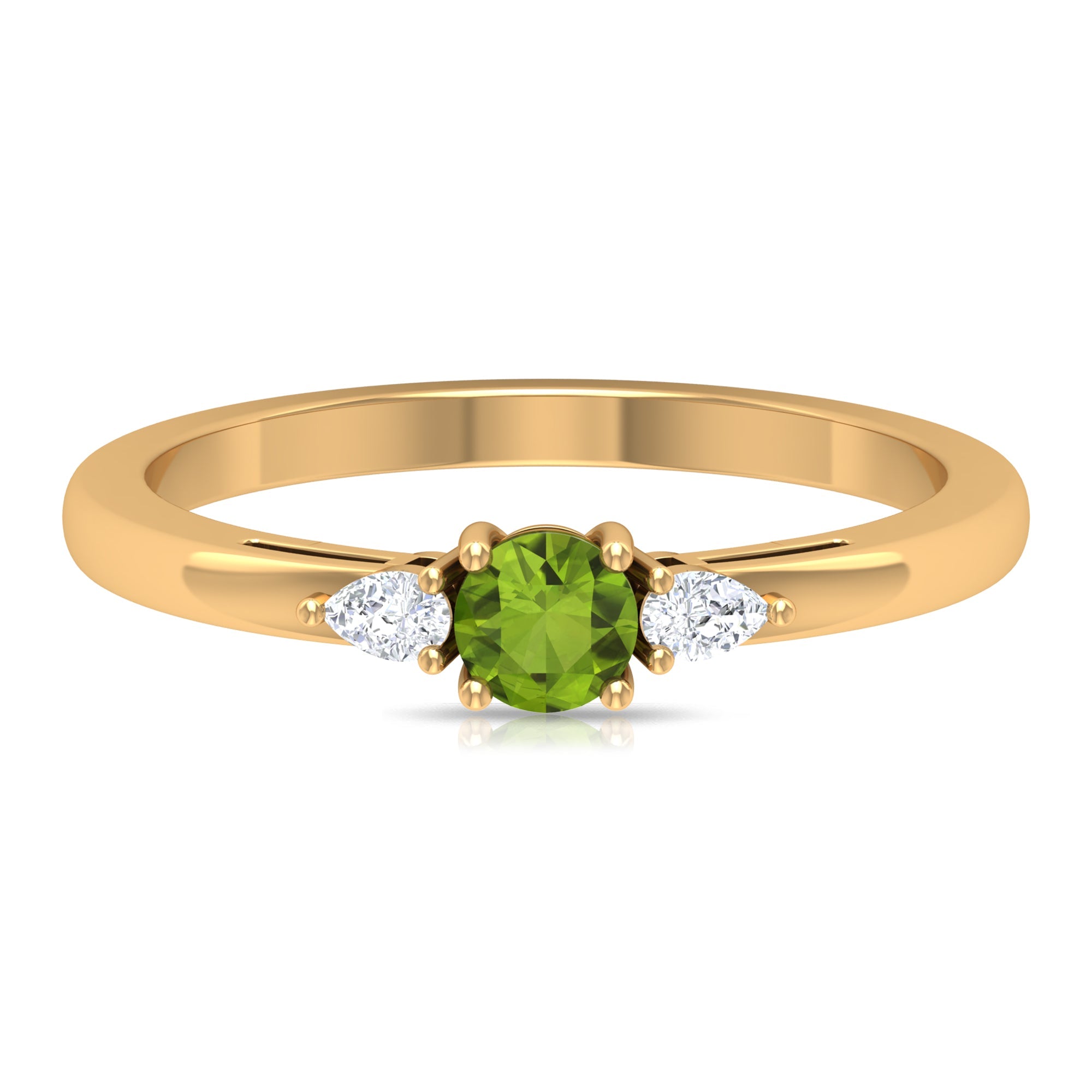 0.5 Carat Peridot and Diamond Three Stone Promise Ring