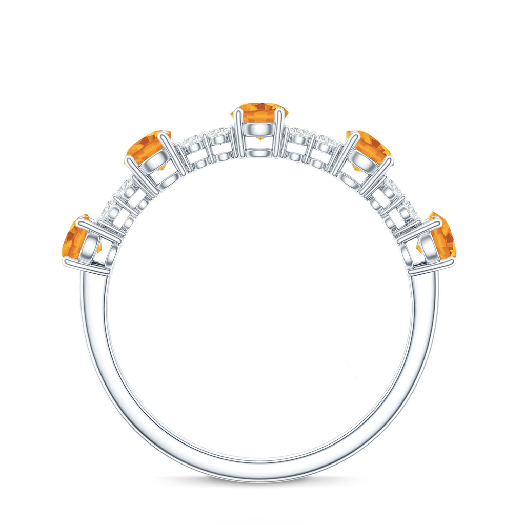 Natural Citrine Diamond Half Eternity Ring for Anniversary
