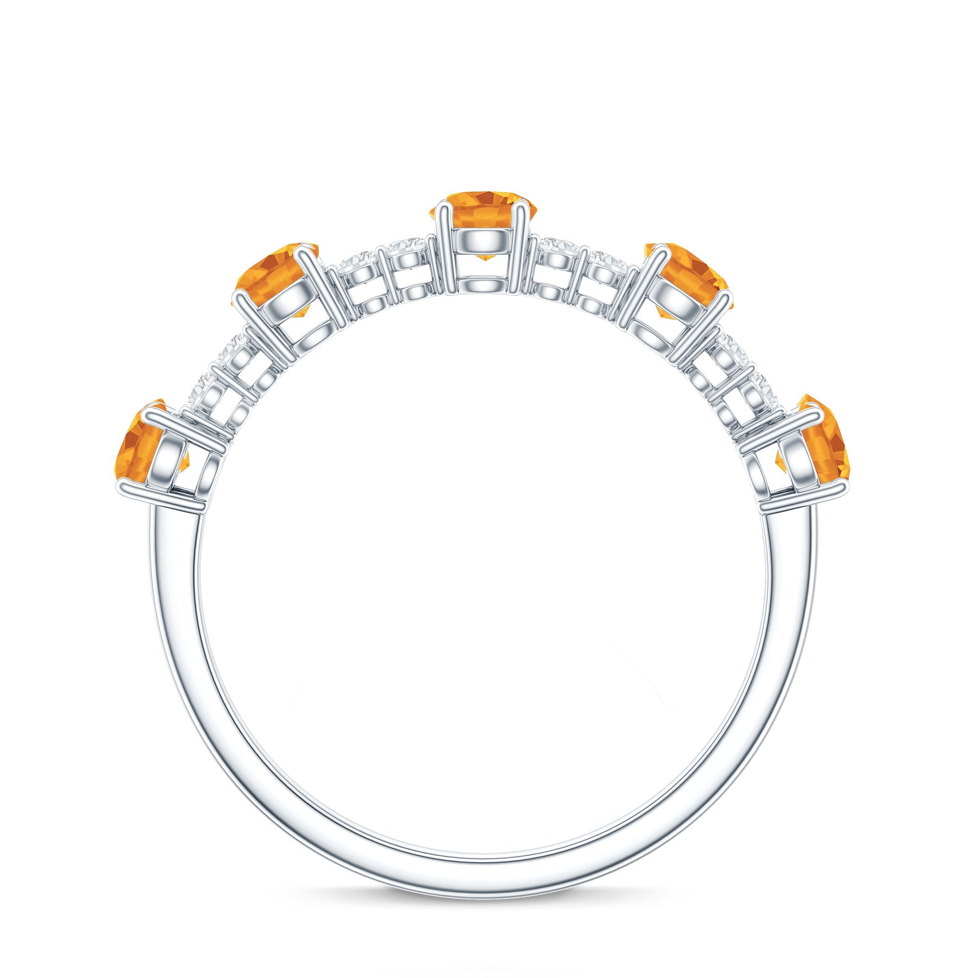 Natural Citrine Diamond Half Eternity Ring for Anniversary