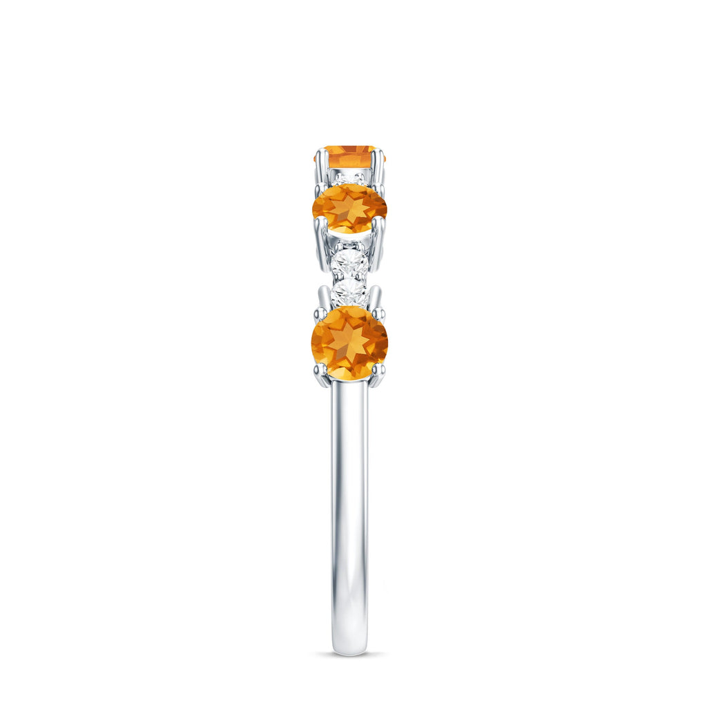 Natural Citrine Diamond Half Eternity Ring for Anniversary