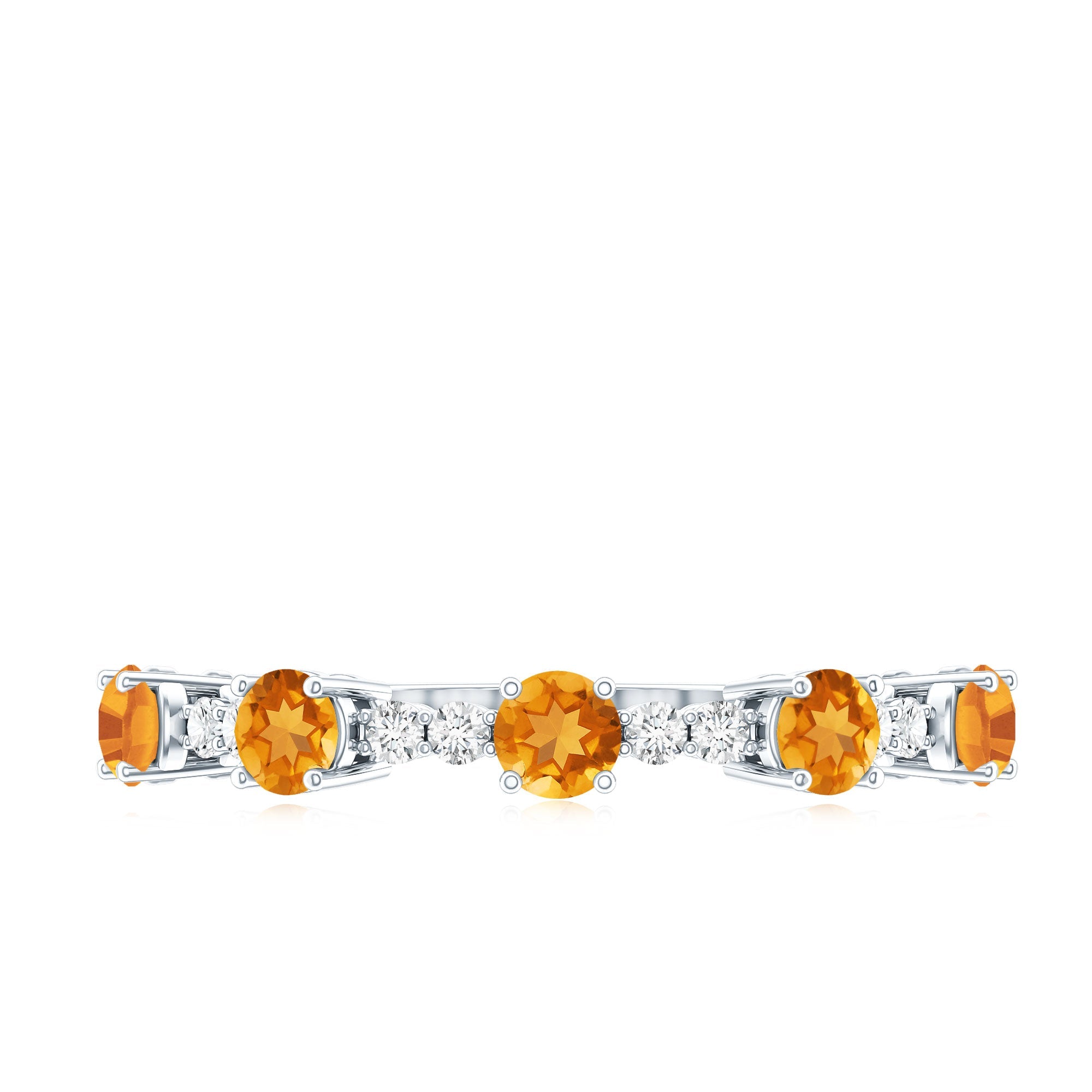 Natural Citrine Diamond Half Eternity Ring for Anniversary
