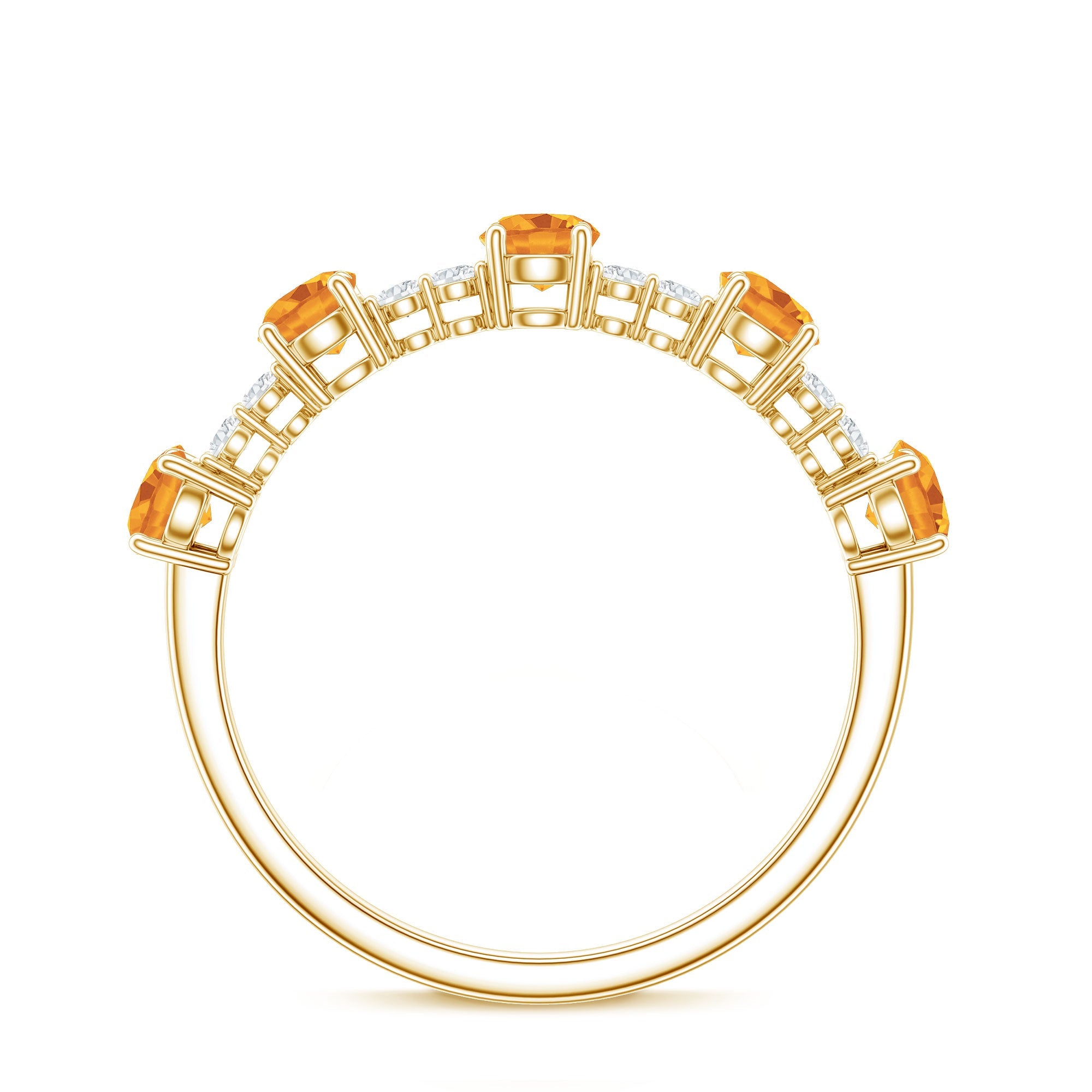 Natural Citrine Diamond Half Eternity Ring for Anniversary