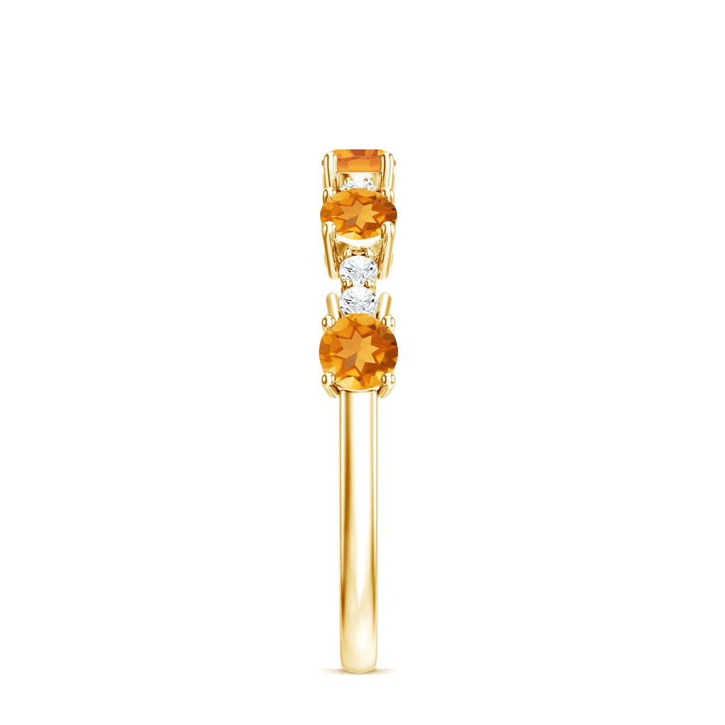 Natural Citrine Diamond Half Eternity Ring for Anniversary