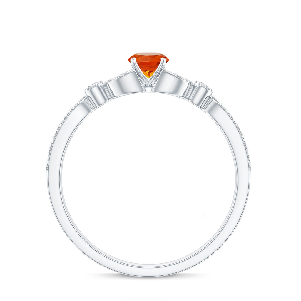 Minimal Fire Opal and Diamond Promise Ring