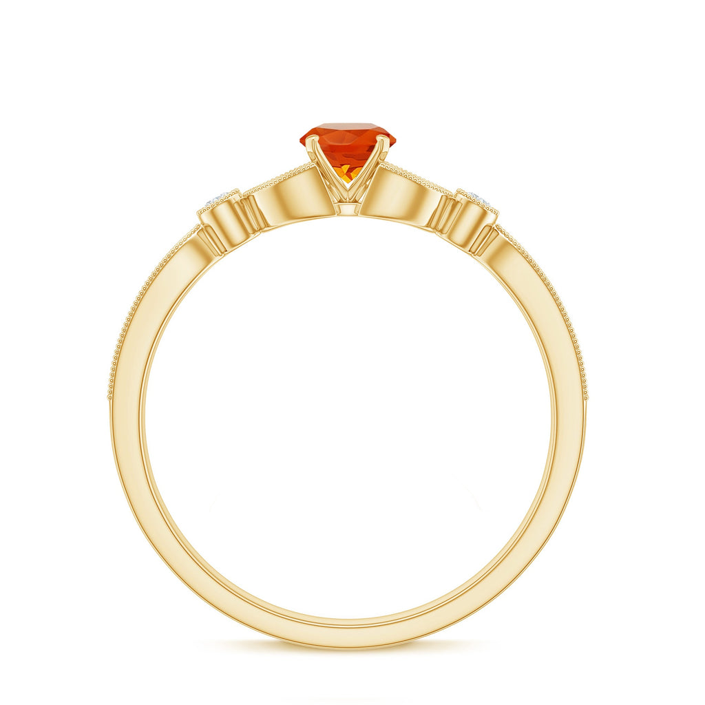 Minimal Fire Opal and Diamond Promise Ring