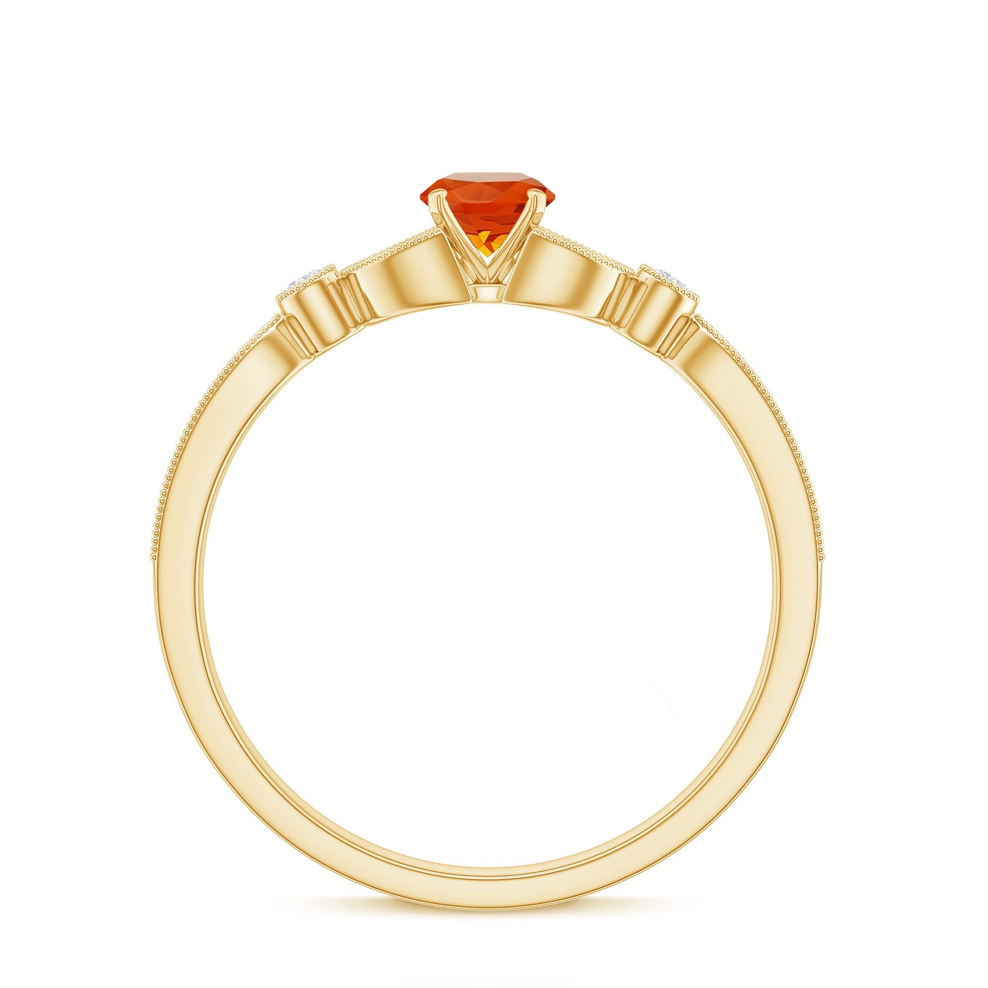 Minimal Fire Opal and Diamond Promise Ring