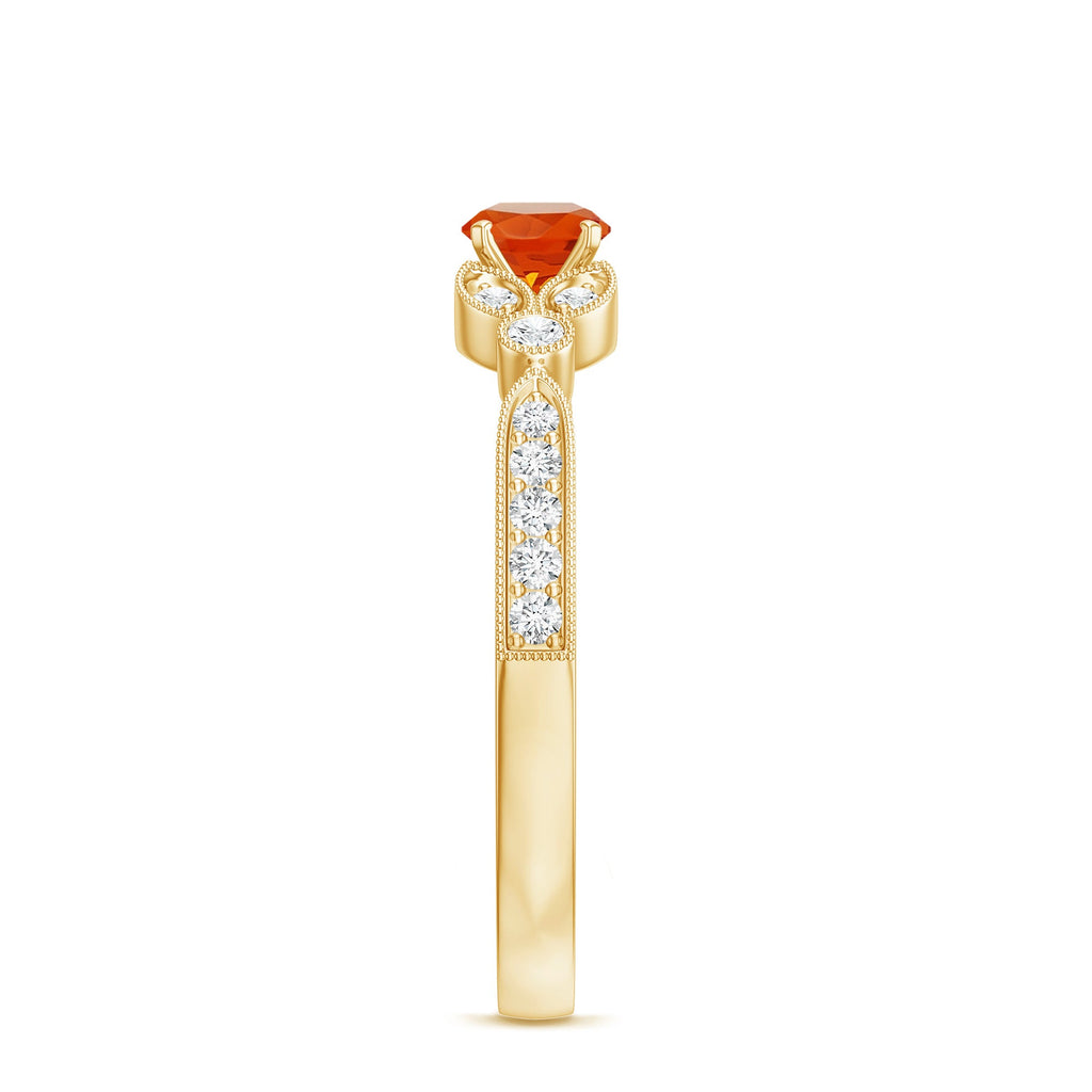 Minimal Fire Opal and Diamond Promise Ring