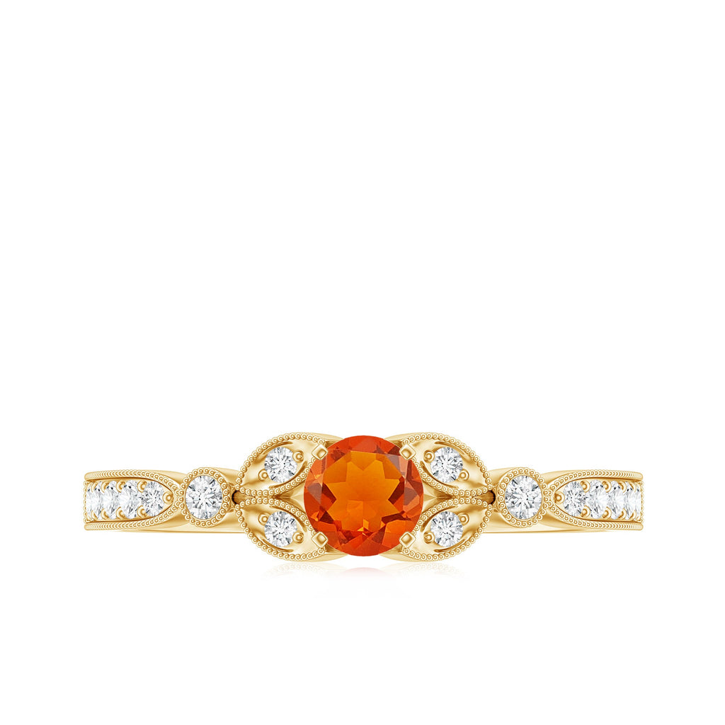 Minimal Fire Opal and Diamond Promise Ring