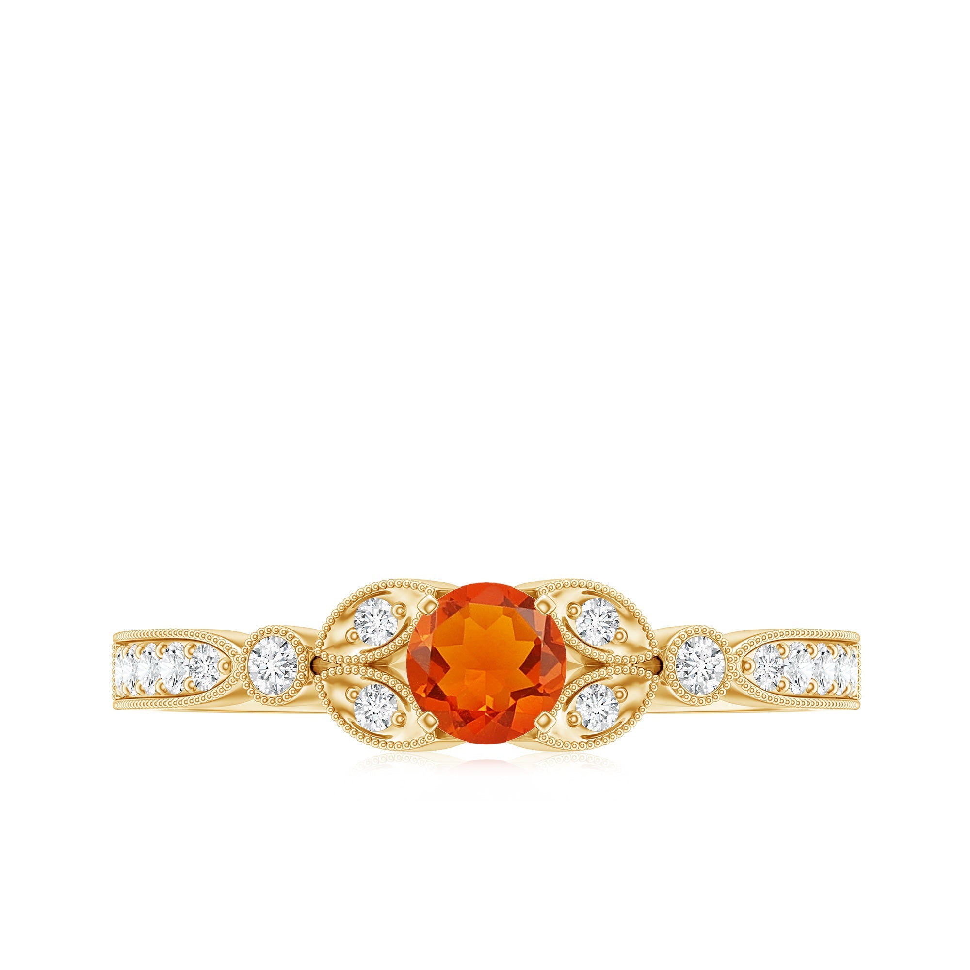 Minimal Fire Opal and Diamond Promise Ring