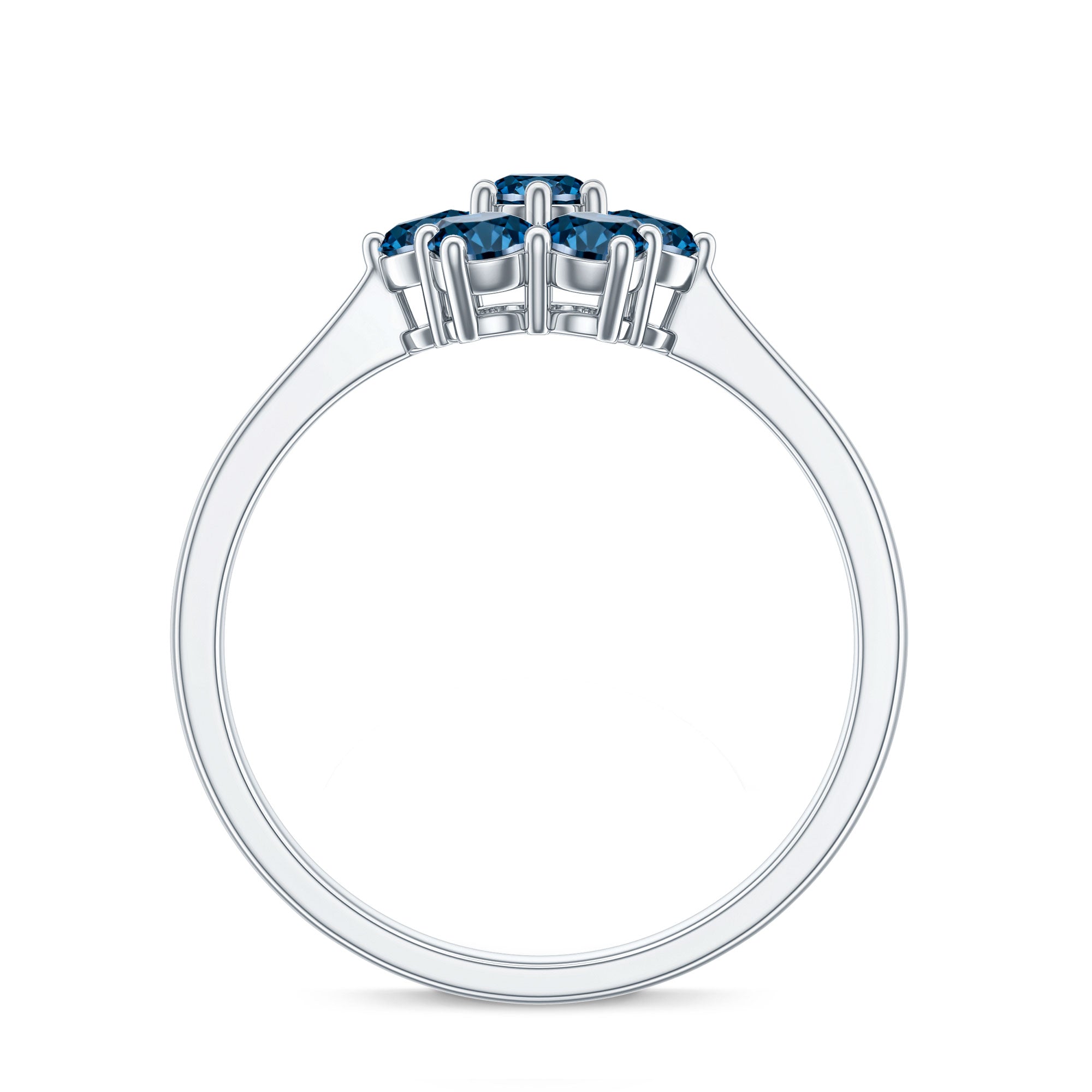 Genuine London Blue Topaz Flower Engagement Ring With Certificate