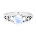 0.8 Carat Designer Moonstone Solitaire Engagement Ring with Diamond