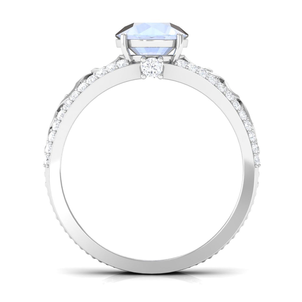 0.8 Carat Designer Moonstone Solitaire Engagement Ring with Diamond