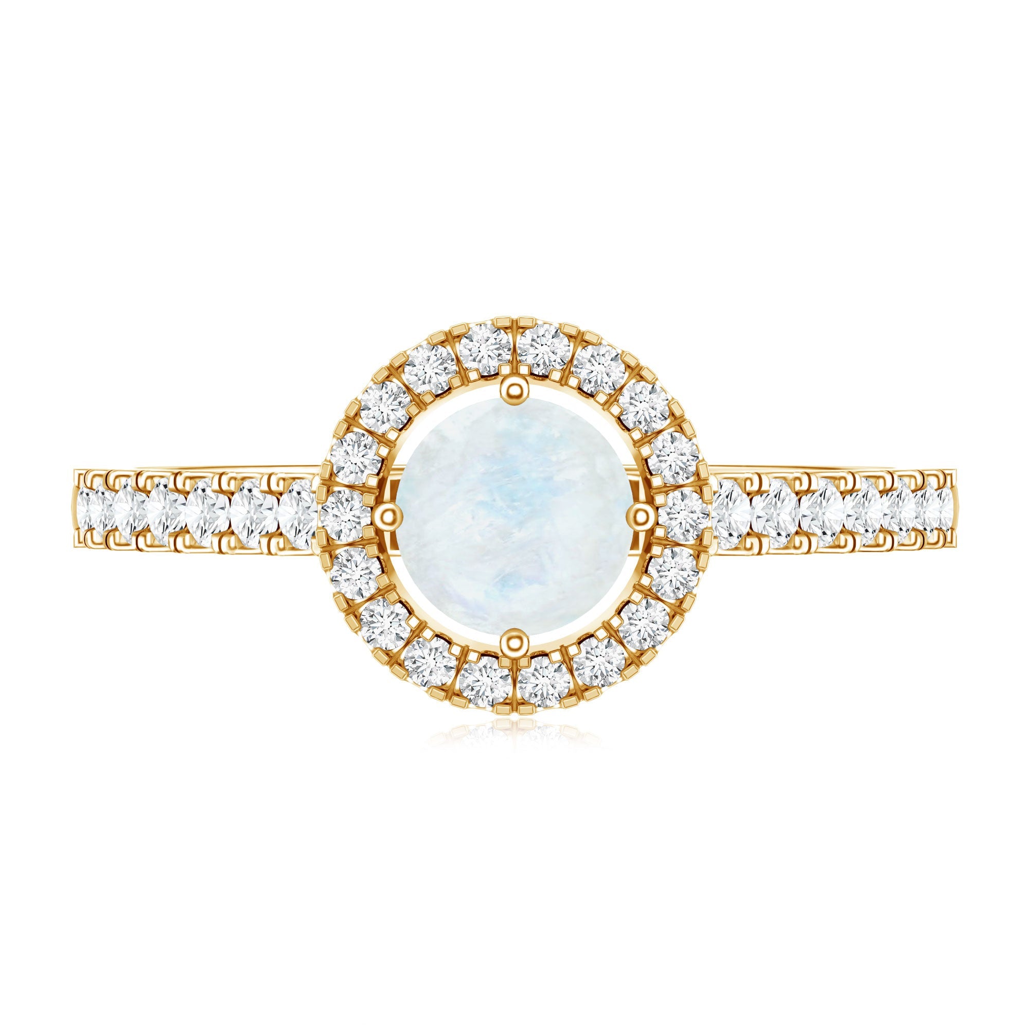 Certified Round Moonstone Halo Engagement Ring With Diamond Accent