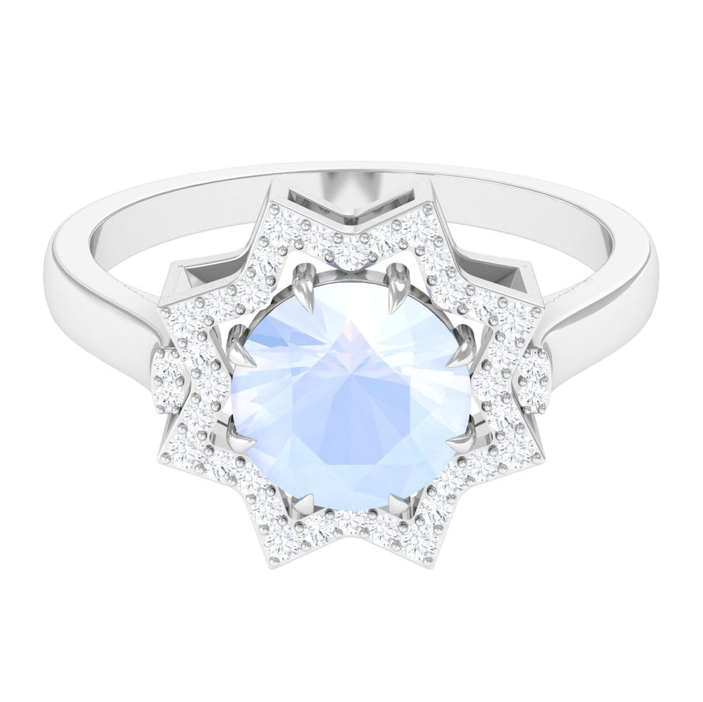 0.8 Carat Moonstone Star Shape Engagement Ring with Diamond