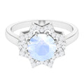 0.8 Carat Moonstone Star Shape Engagement Ring with Diamond