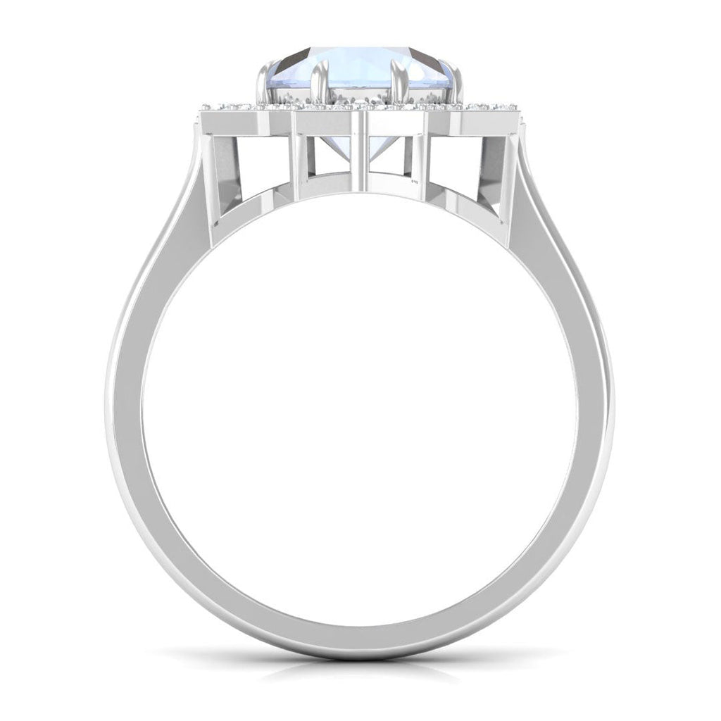 0.8 Carat Moonstone Star Shape Engagement Ring with Diamond