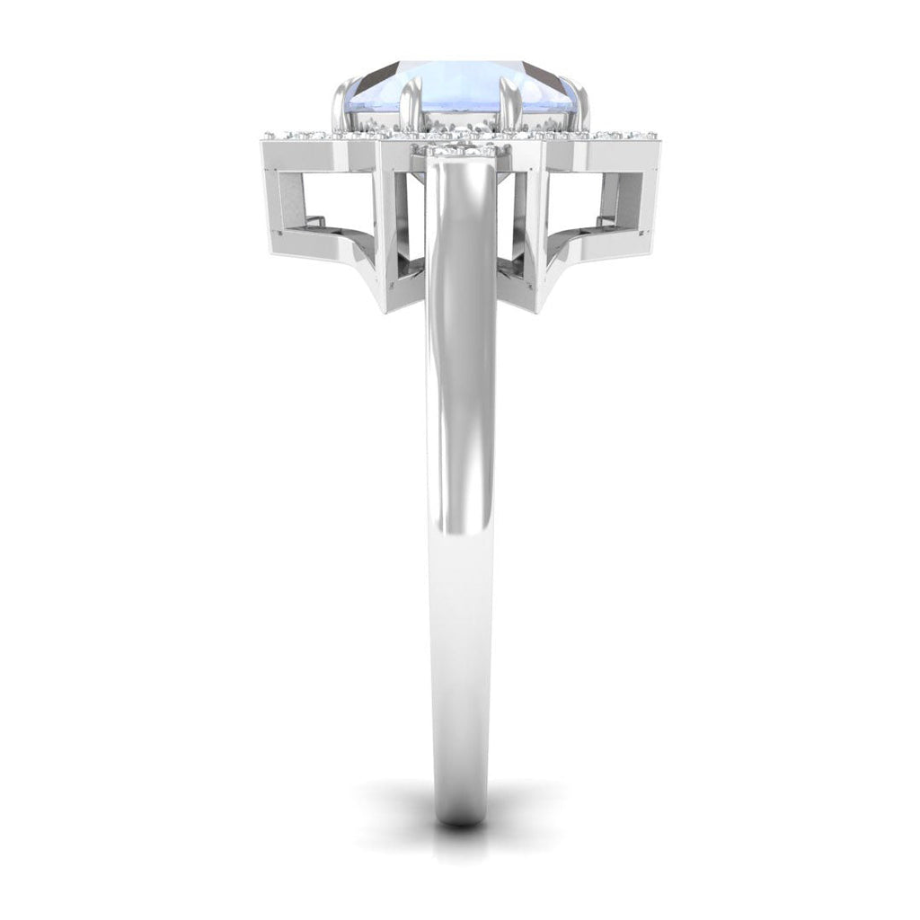 0.8 Carat Moonstone Star Shape Engagement Ring with Diamond