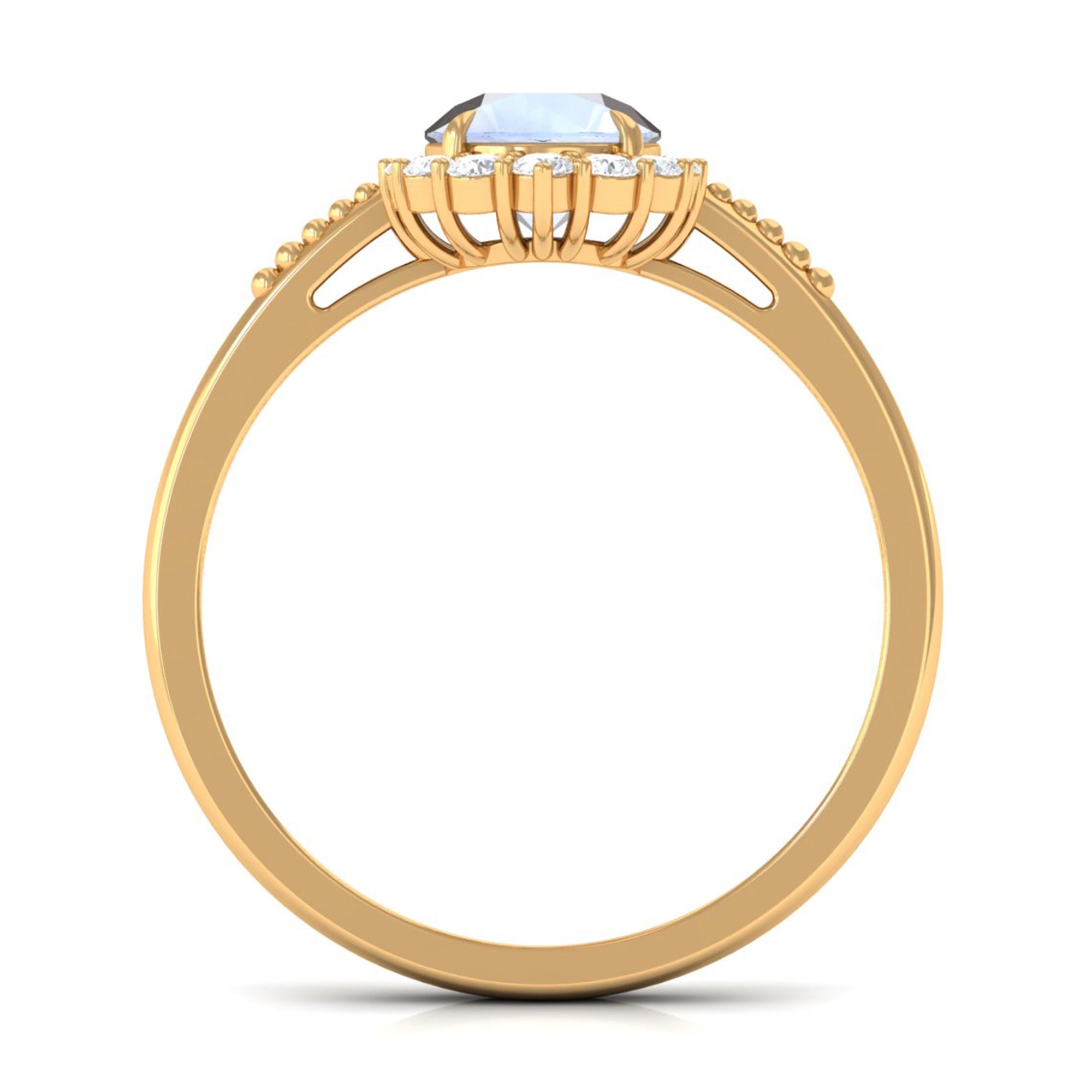 0.3 Carat Natural Moonstone Engagement Ring with Diamond Accent