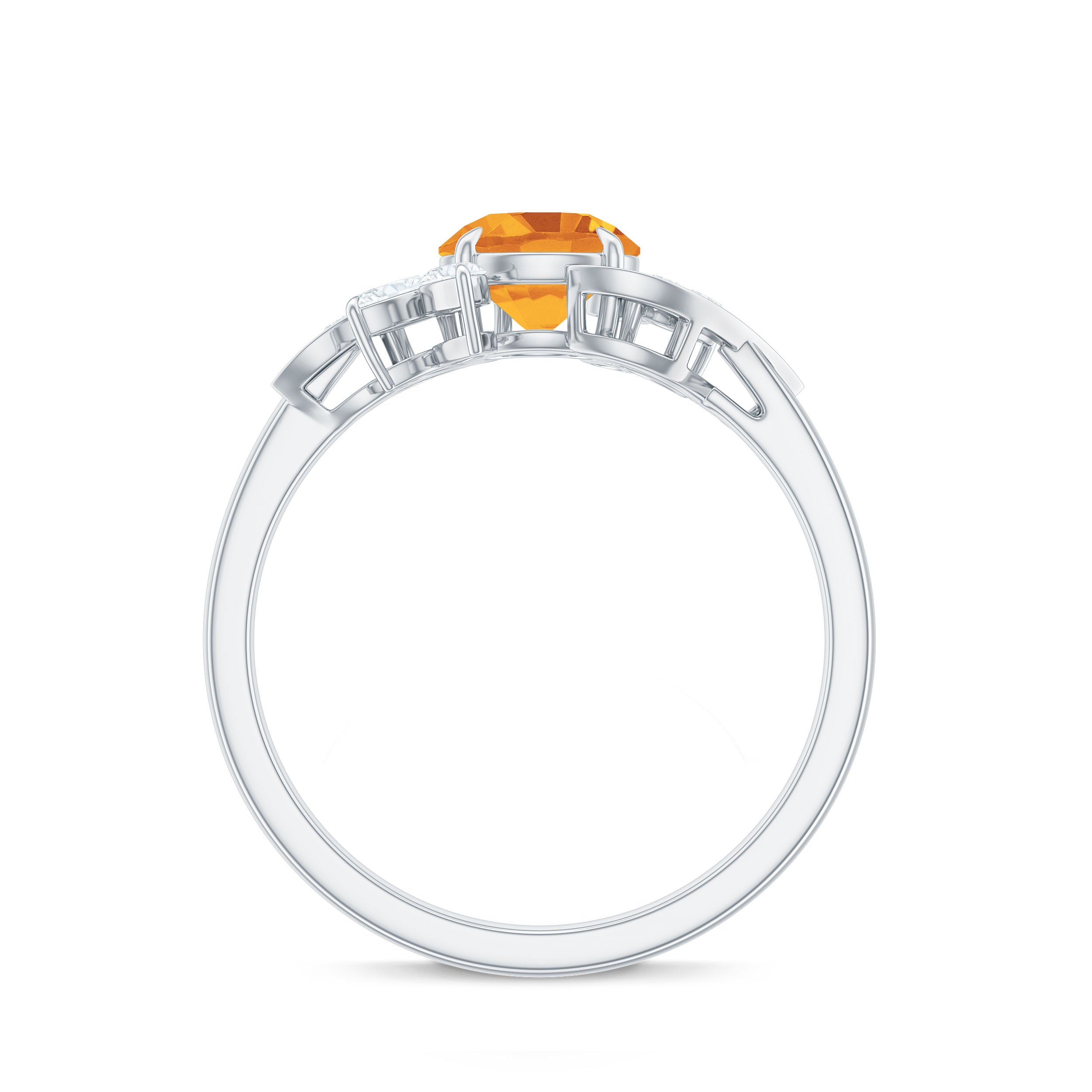 Certified Real 1.2 Carat Citrine Engagement Ring with Moissanite
