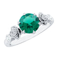 Certified 2 Carat Lab Grown Emerald Diamond Engagement Ring with Flower