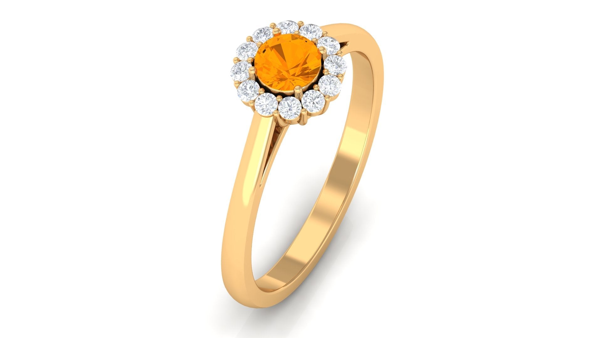 0.45 Carat Fire Opal and Diamond Halo Engagement Ring